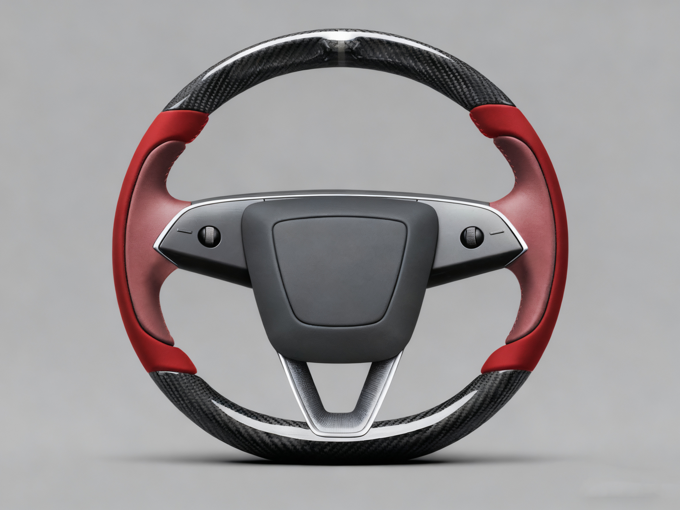 Red and bean paste red Carbon Fiber Tesla model 3 highland Steering Wheel -Track Master(2023.9+) Axeco