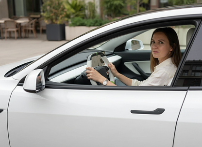 White and fluorescent green Leather Carbon Fiber Customize Tesla model 3 highland Steering Wheel - Super Enhancer(2023.9+) Axeco