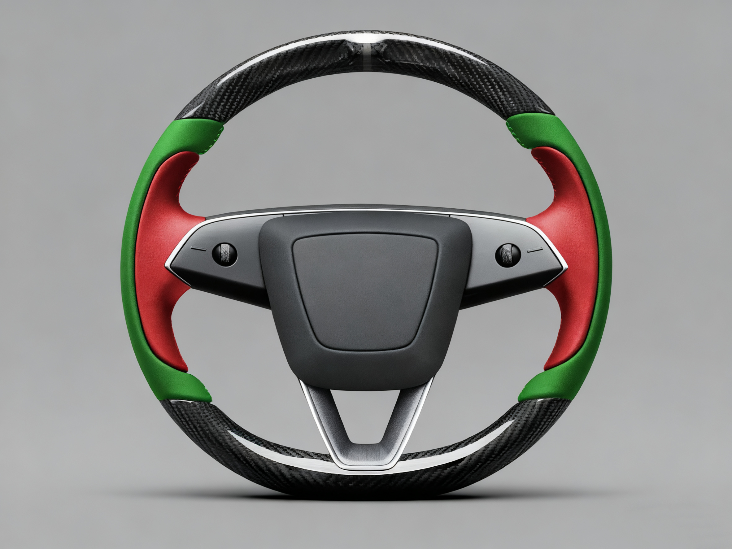 Red and Green Carbon Fiber Tesla model 3 highland Steering Wheel -Track Master(2023.9+) Axeco
