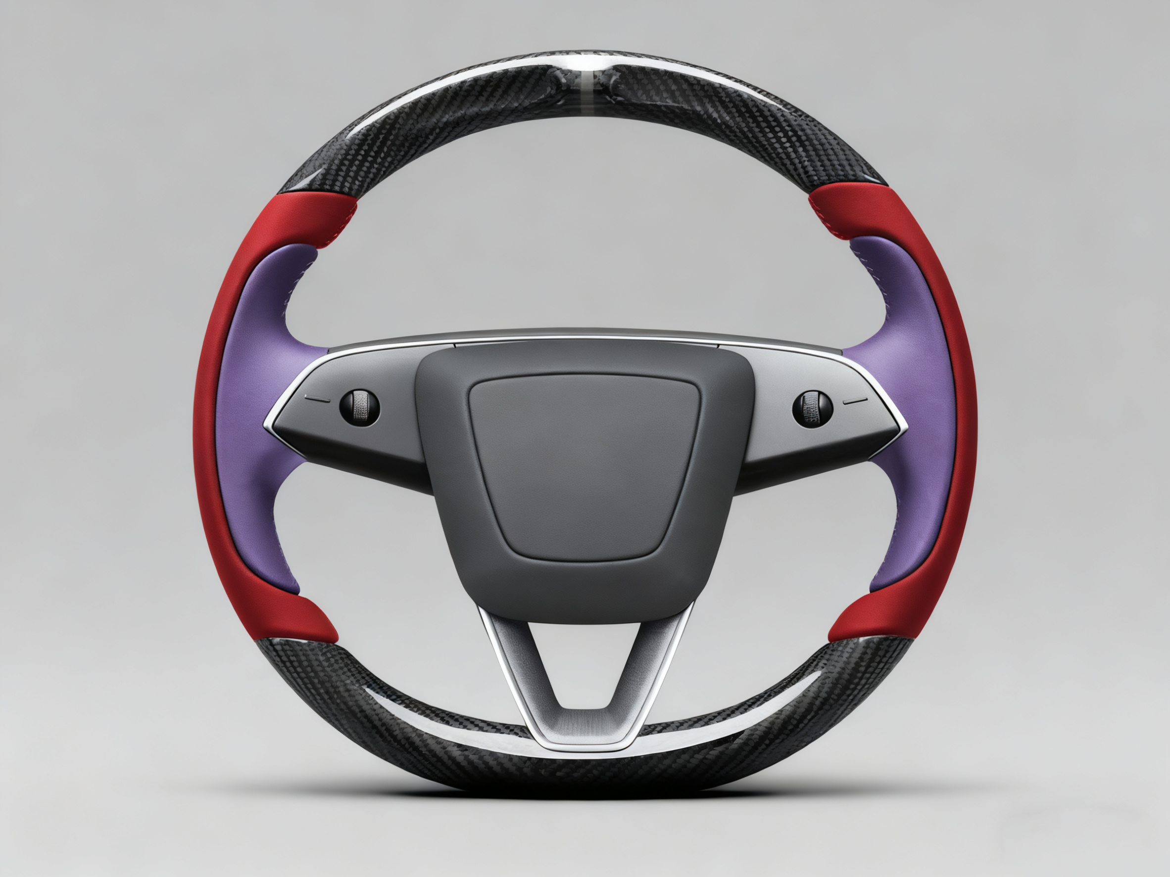 Red and bright purple Carbon Fiber Tesla model 3 highland Steering Wheel -Track Master(2023.9+) Axeco