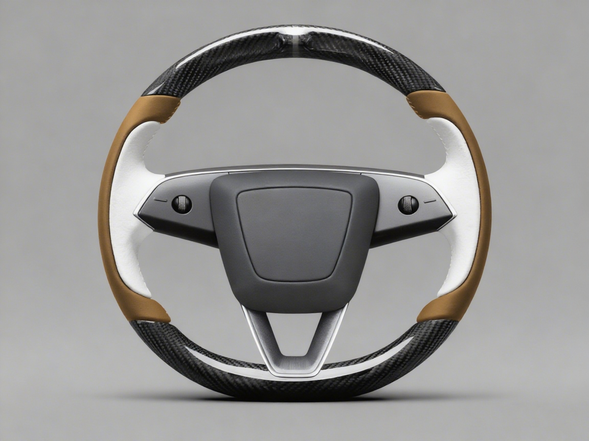 Brown and pure white Carbon Fiber Tesla model 3 highland Steering Wheel -Track Master(2023.9+) Axeco
