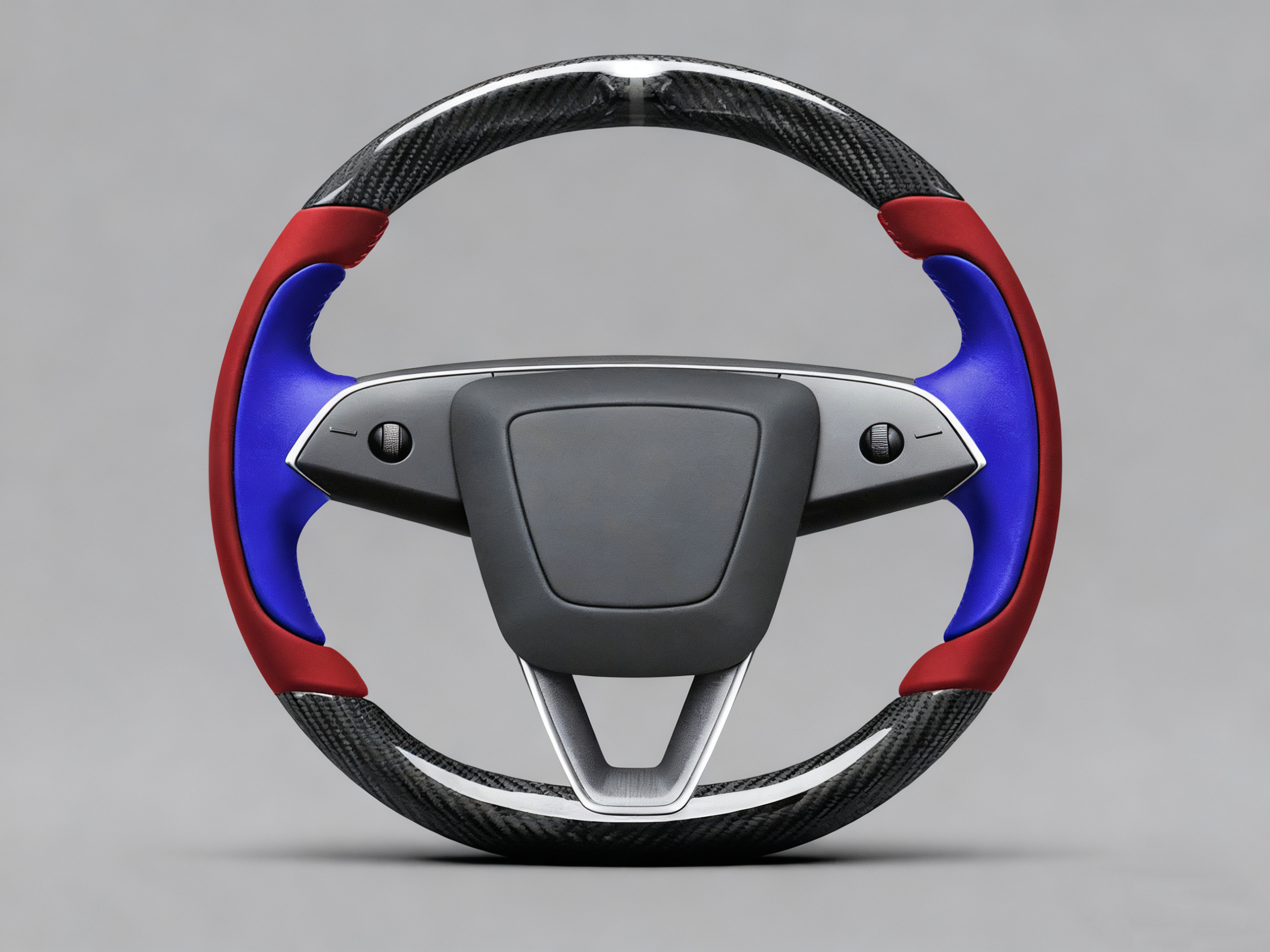 Red and bright blue Carbon Fiber Tesla model 3 highland Steering Wheel -Track Master(2023.9+) Axeco