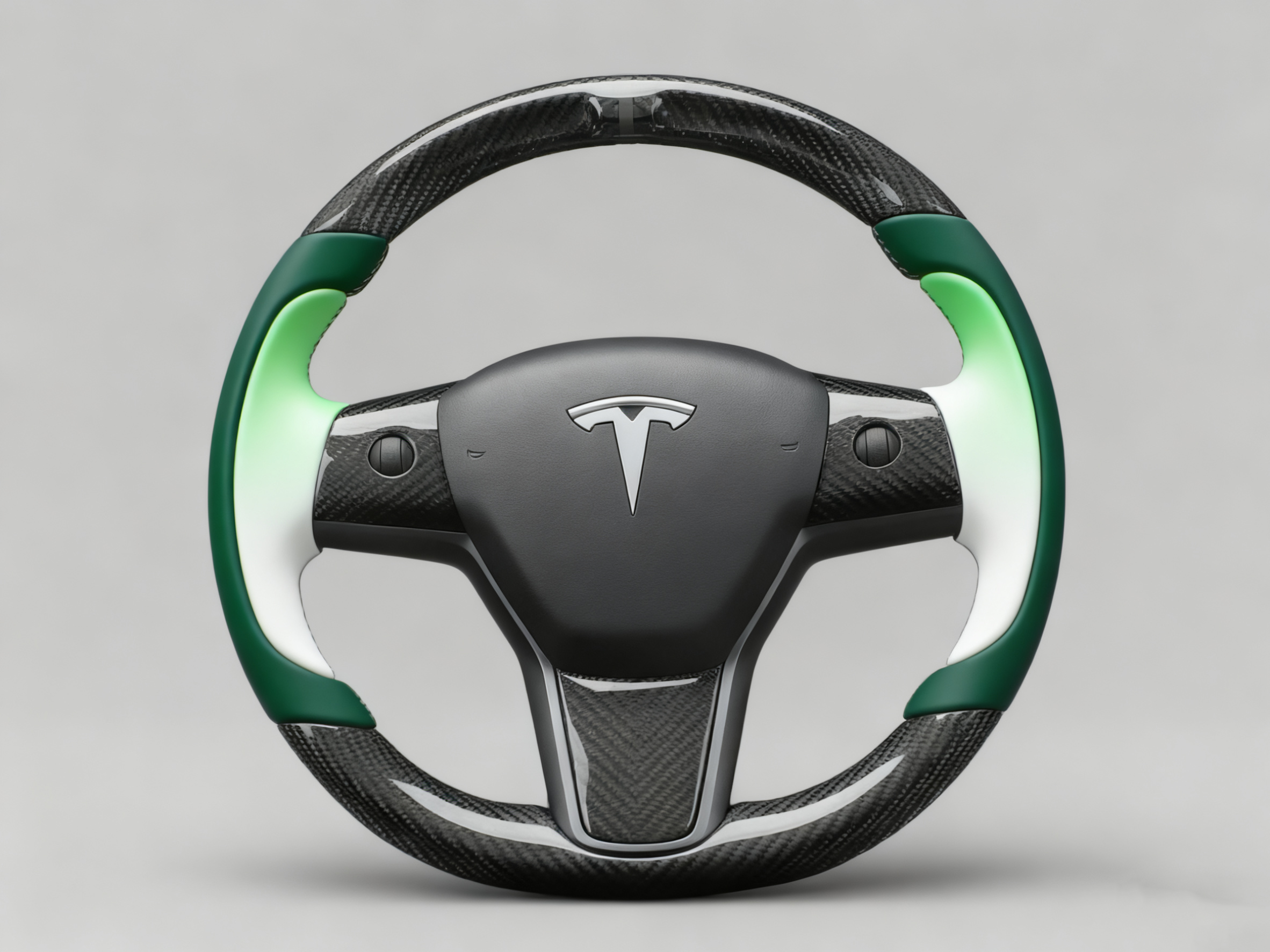 Dark green and gradually changing light green Carbon Fiber Tesla model 3 Steering Wheel -Track Master(2023.9+) Axeco