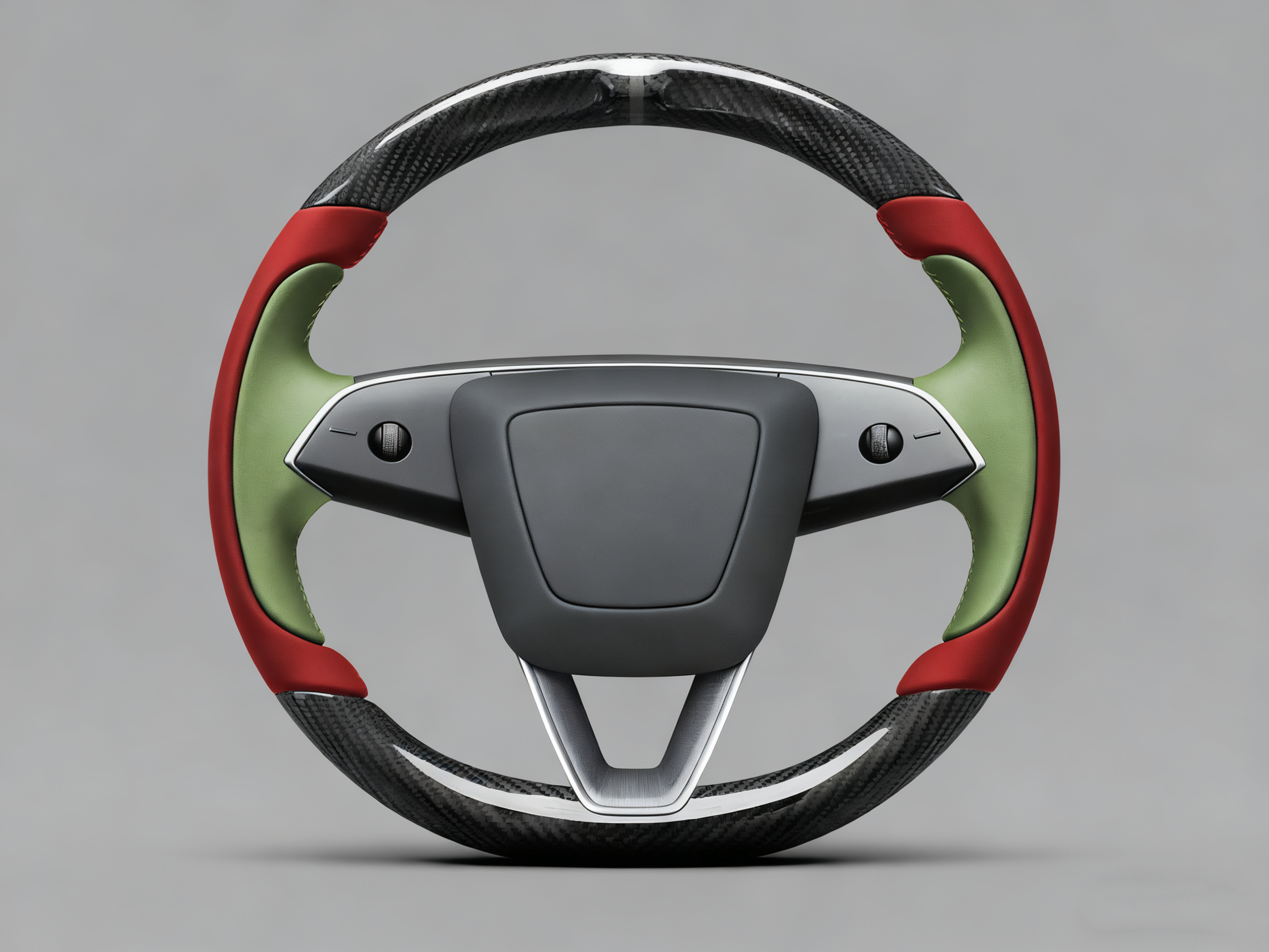 Red and light green Carbon Fiber Tesla model 3 highland Steering Wheel -Track Master(2023.9+) Axeco