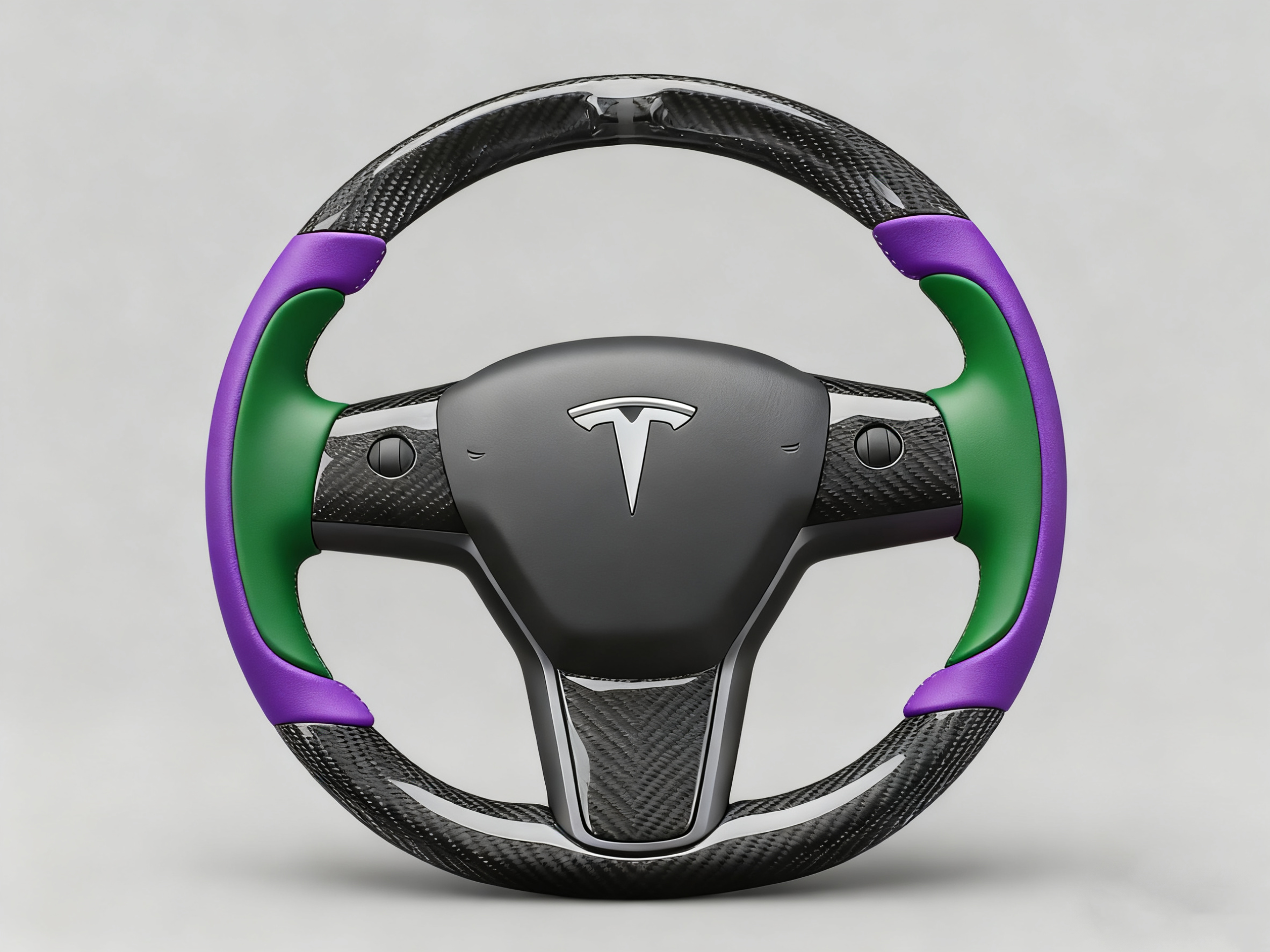 Deep purple and emerald green Carbon Fiber Tesla model 3 Steering Wheel -Track Master(2023.9+) Axeco