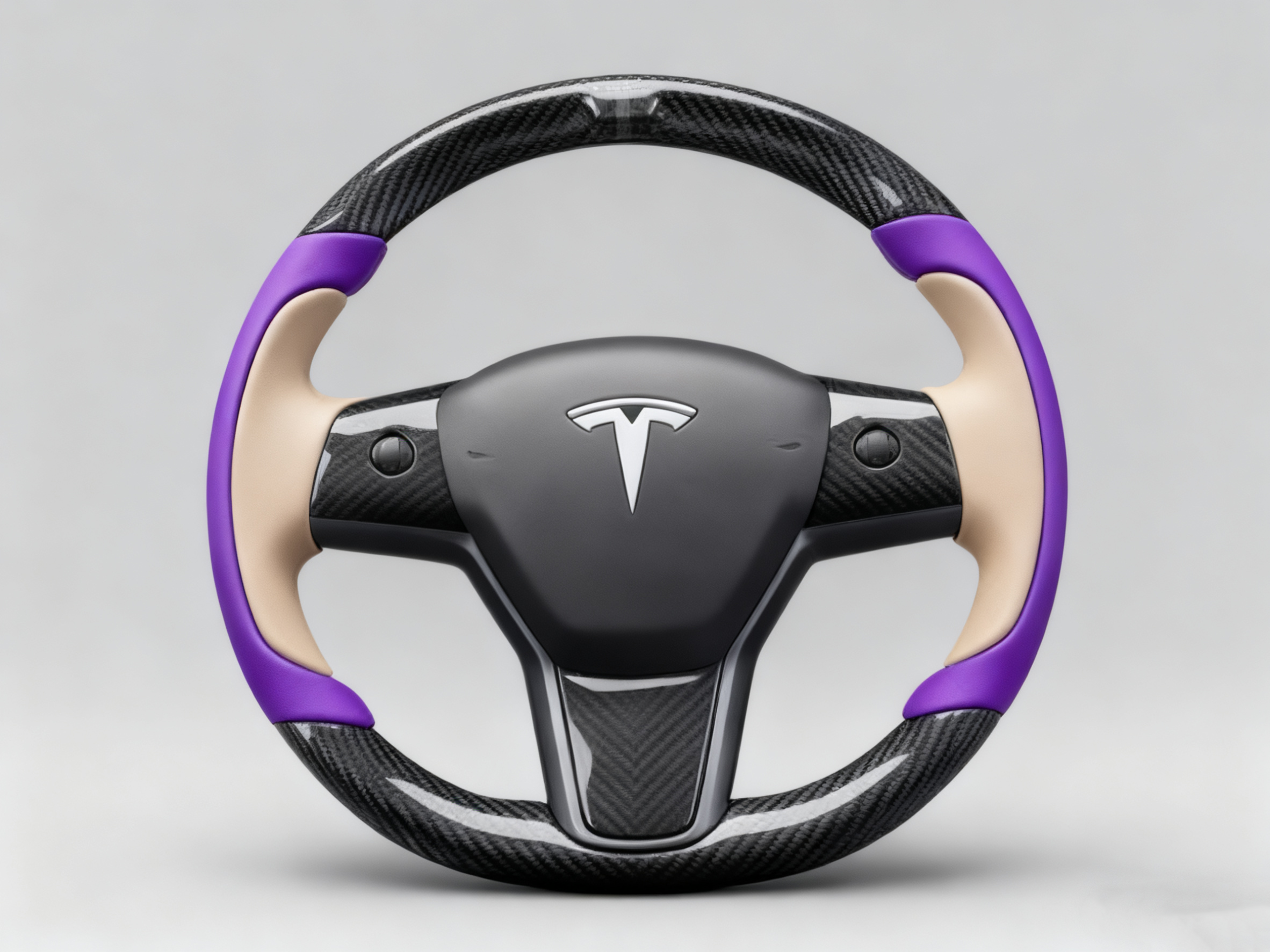 Deep purple and warm brown Carbon Fiber Tesla model 3 Steering Wheel -Track Master(2023.9+) Axeco