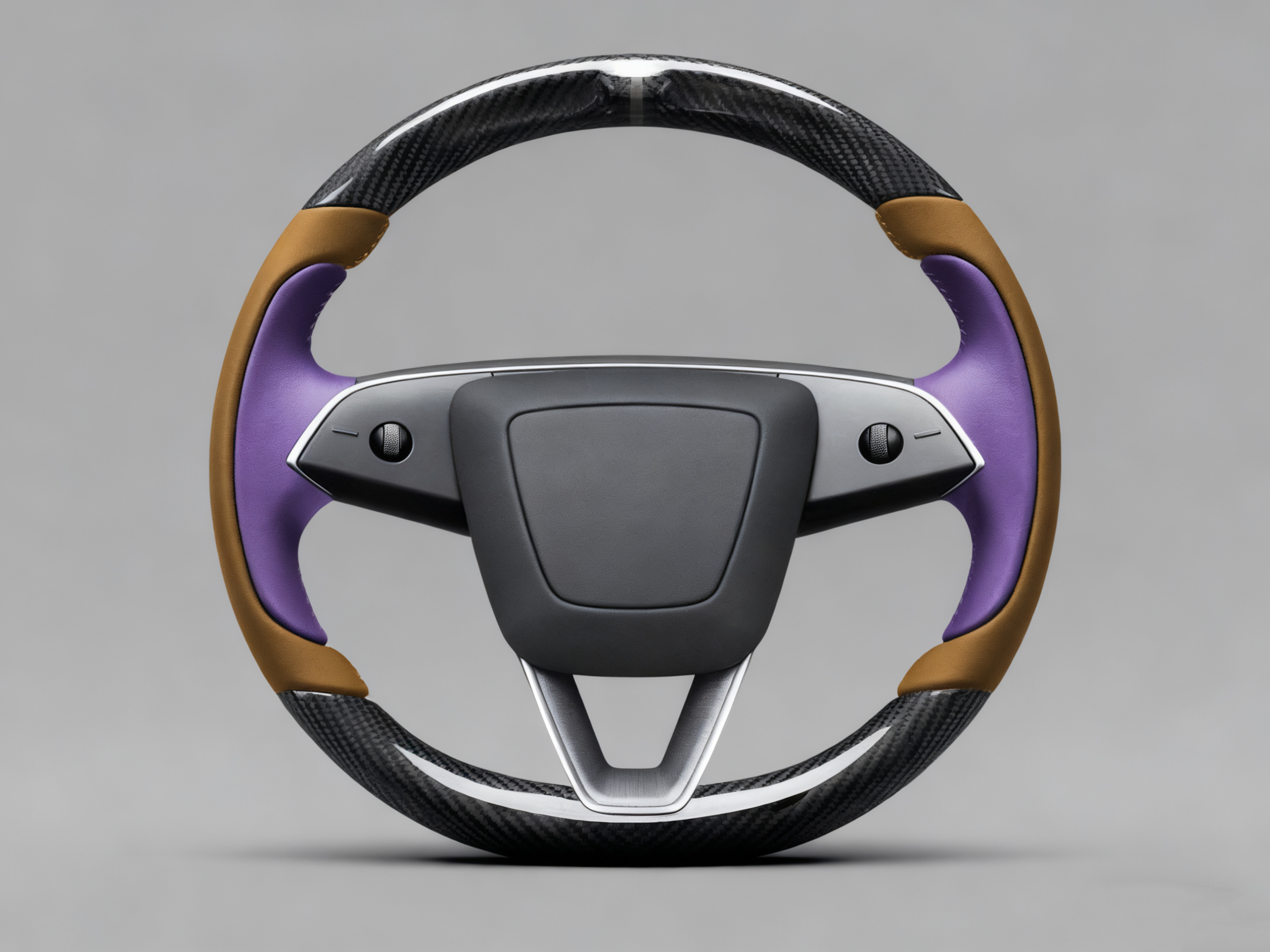 Brown and bright purple Carbon Fiber Tesla model 3 highland Steering Wheel -Track Master(2023.9+) Axeco