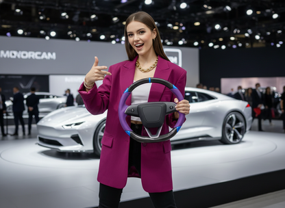 Purple and blue Carbon Fiber Tesla Model 3 Highland Custom Steering Wheel -DYNA(2023.9) Axeco