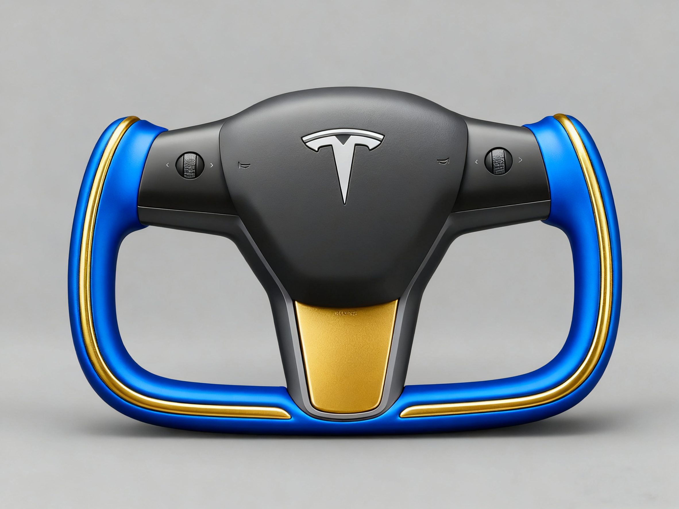blue and gold Tesla Model Y Yoke Steering Wheel(2020-2024) Axeco