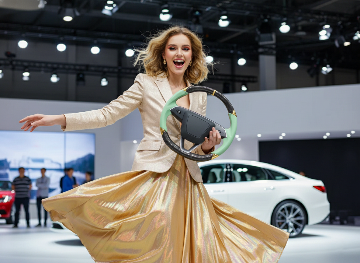 Mint green and gold Carbon Fiber Tesla Model 3 Highland Custom Steering Wheel -DYNA(2023.9)