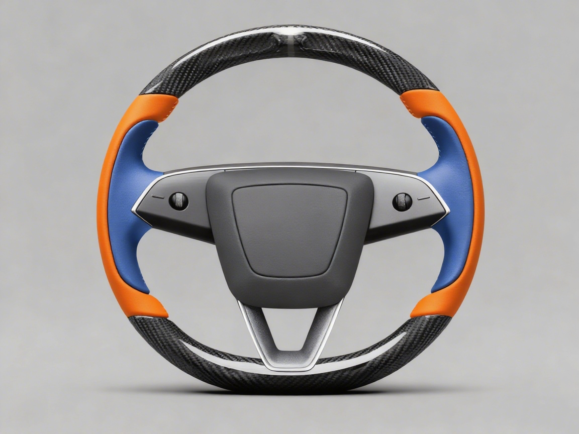 Bright orange and deep sea blue Carbon Fiber Tesla Model Y Juniper Steering Wheel For Lady's -Track Master(2023.9+) Axeco