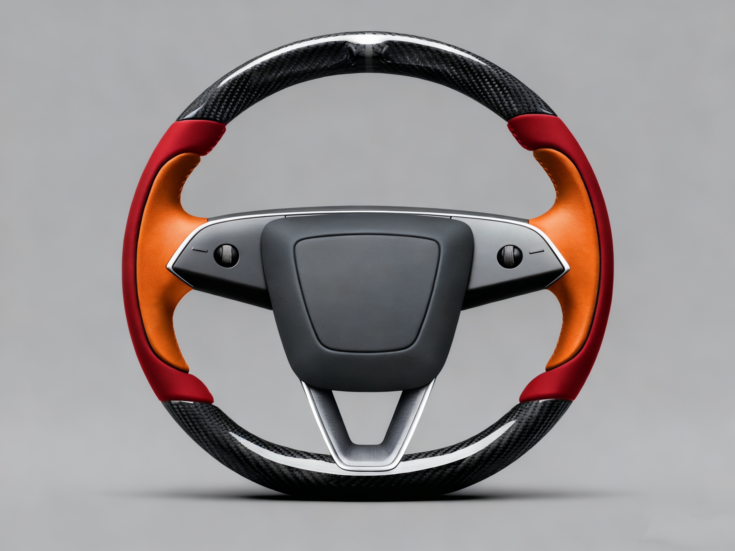Wine red and bright orange Carbon Fiber Tesla model 3 highland Steering Wheel -Track Master(2023.9+) Axeco