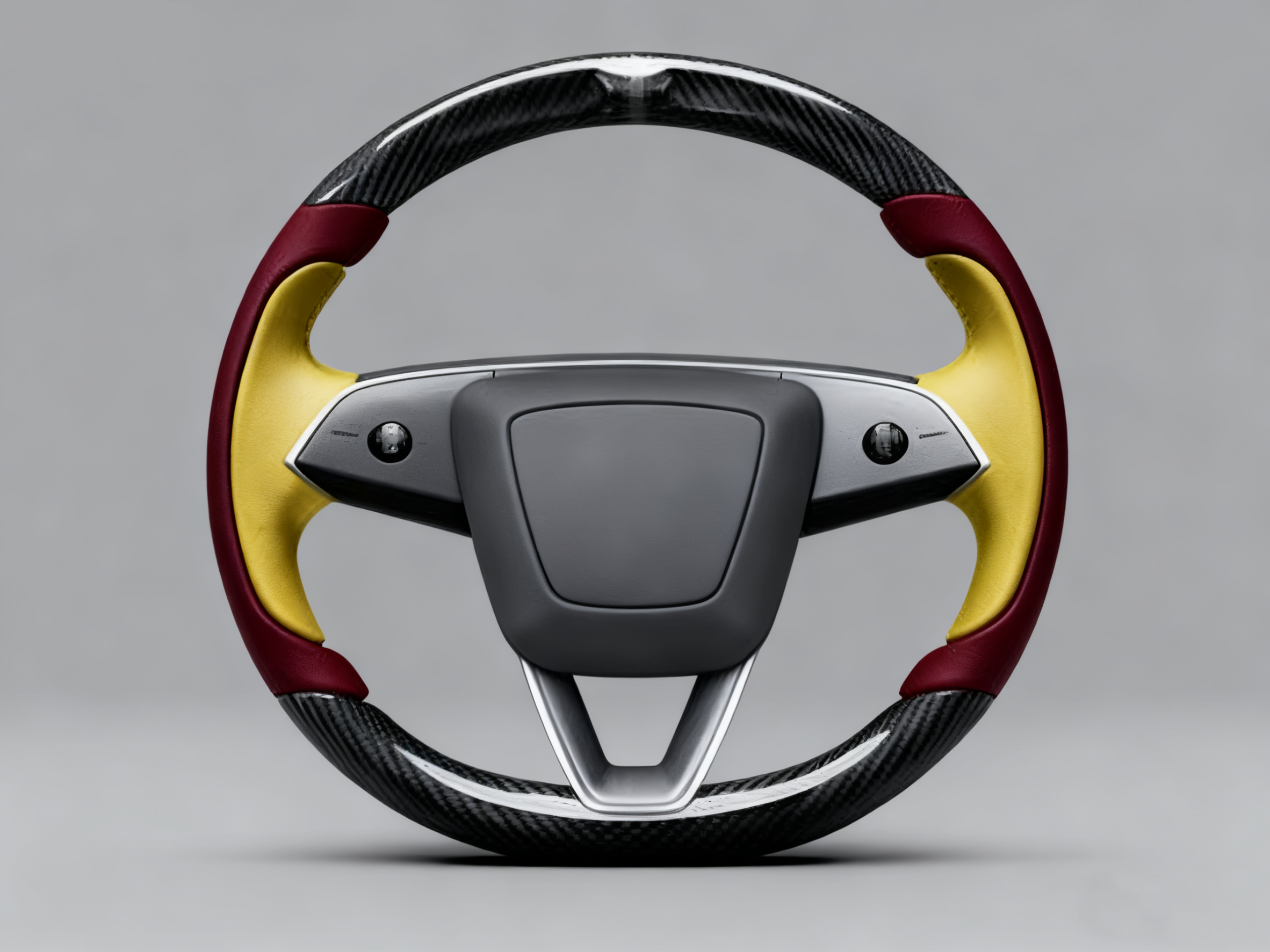 Wine red and bright yellow Carbon Fiber Tesla Model Y Juniper Steering Wheel For Lady's -Track Master(2023.9+) Axeco