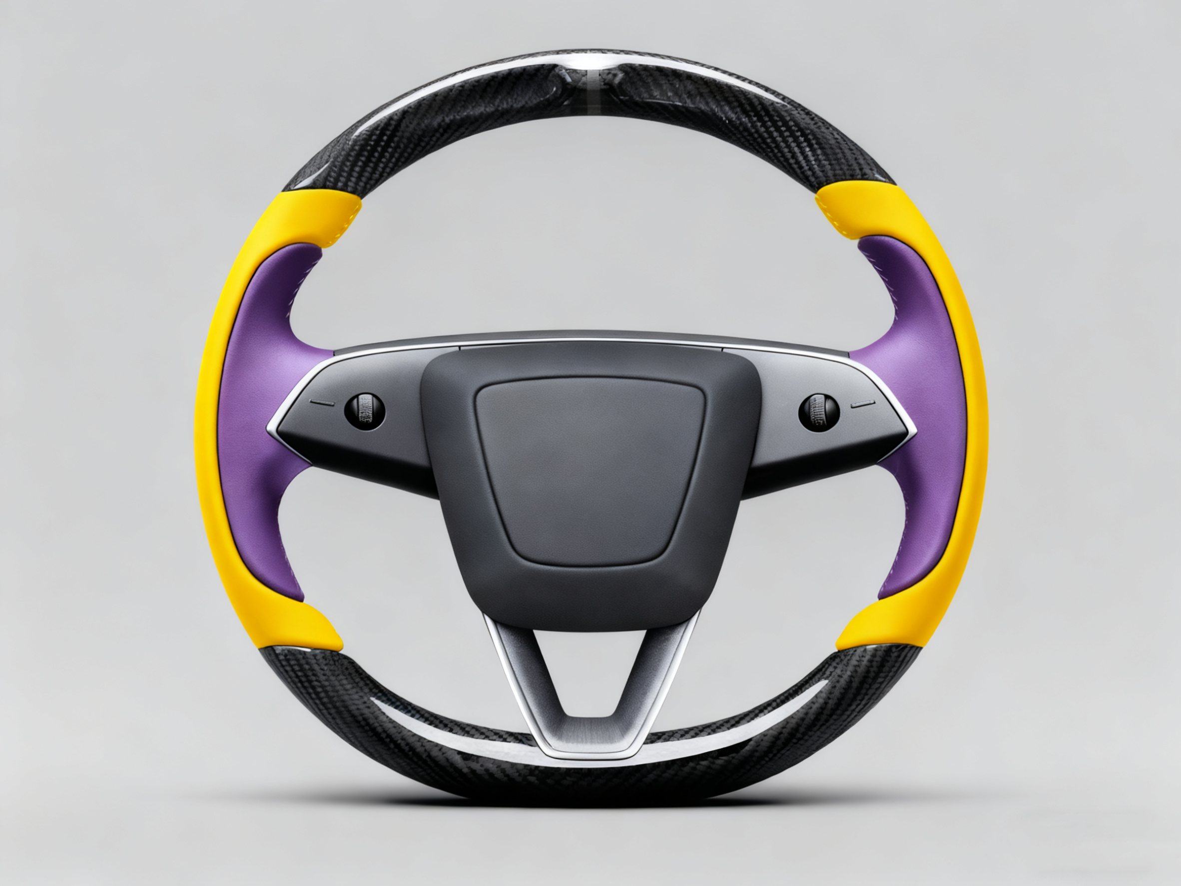 Bright yellow and bright purple Carbon Fiber Tesla model 3 highland Steering Wheel -Track Master(2023.9+) Axeco
