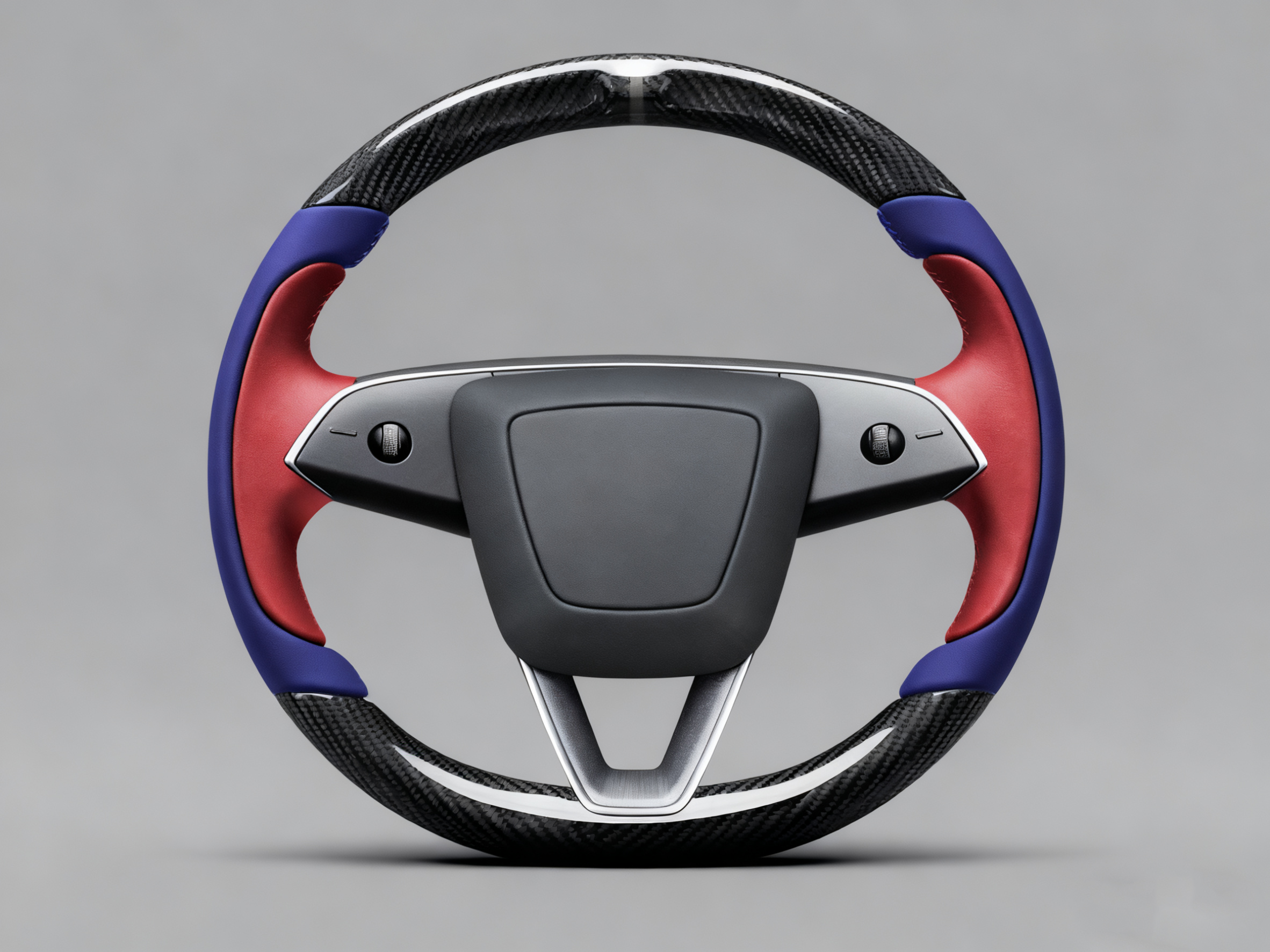 Deep sea blue and red Carbon Fiber Tesla Model Y Juniper Steering Wheel For Lady's -Track Master(2023.9+) Axeco