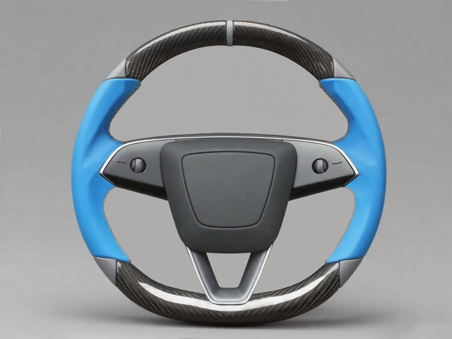 The Blue and the Gray Leather Carbon Fiber Customize Tesla Model Y Juniper Steering Wheel - DYNA (2025+) Axeco