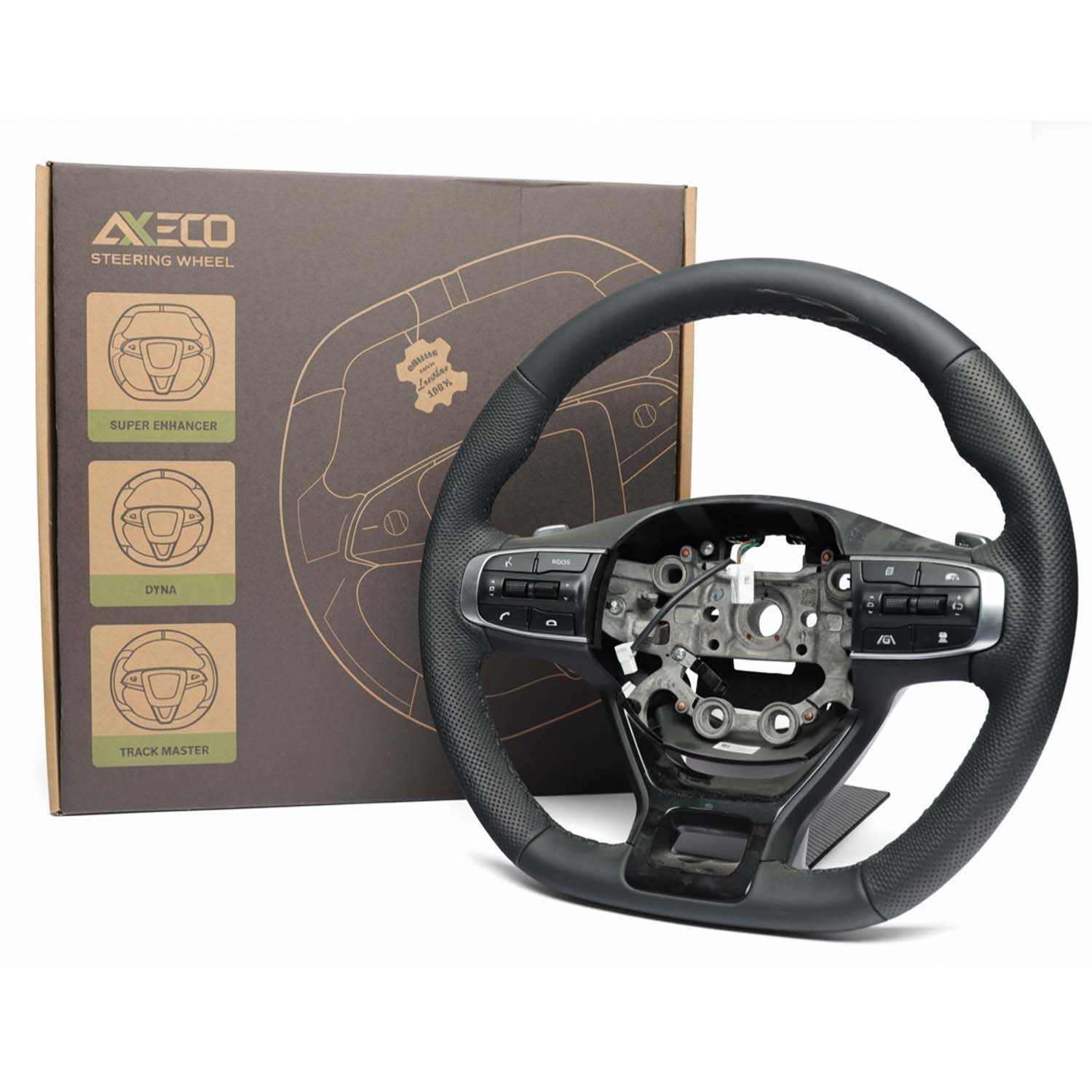 AXECO Steering wheels for vehicles Tesla Kia Real Leather Wrap