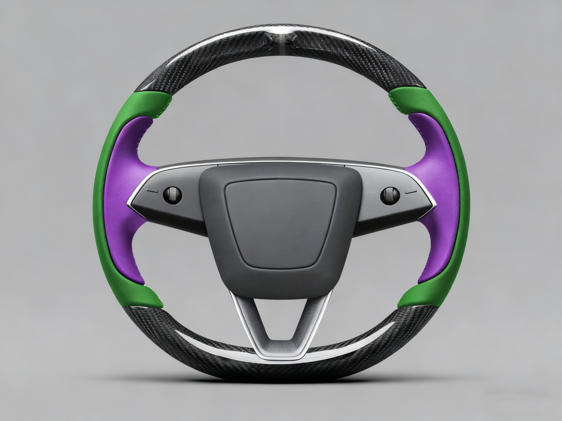 Emerald green and bright purple Carbon Fiber Tesla model 3 highland Steering Wheel -Track Master(2023.9+) Axeco