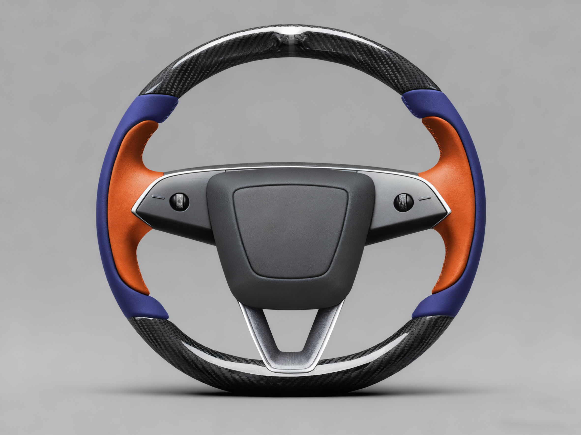 Deep sea blue and bright orange Carbon Fiber Tesla Model Y Juniper Steering Wheel For Lady's -Track Master(2023.9+) Axeco