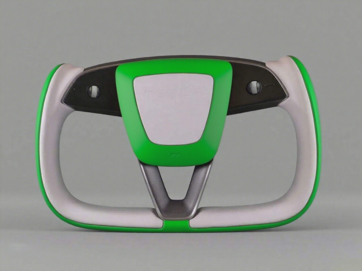 White and bright green Carbon Fiber Tesla model 3 highland YOKE Steering Wheel(2023.9+) Axeco