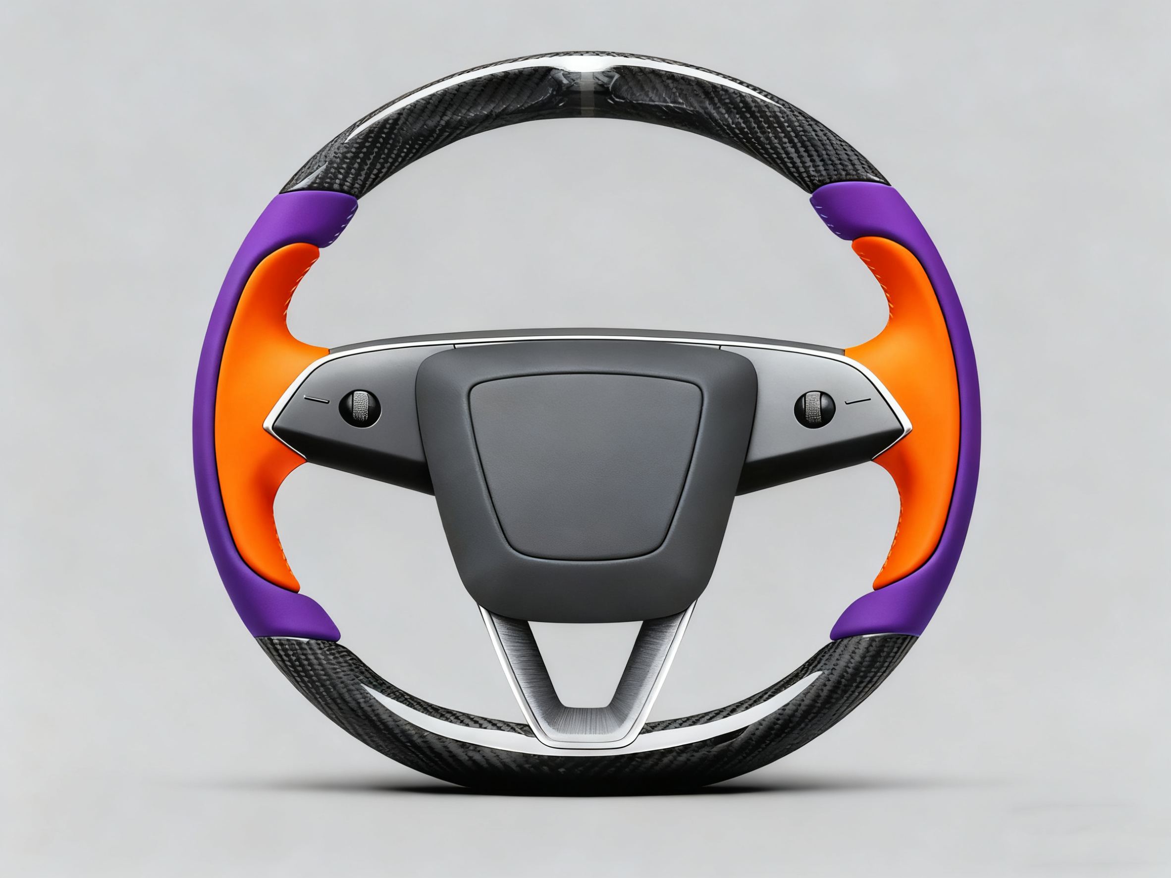 Bright orange and deep purple Carbon Fiber Tesla Model Y Juniper Steering Wheel For Lady's -Track Master(2023.9+) Axeco