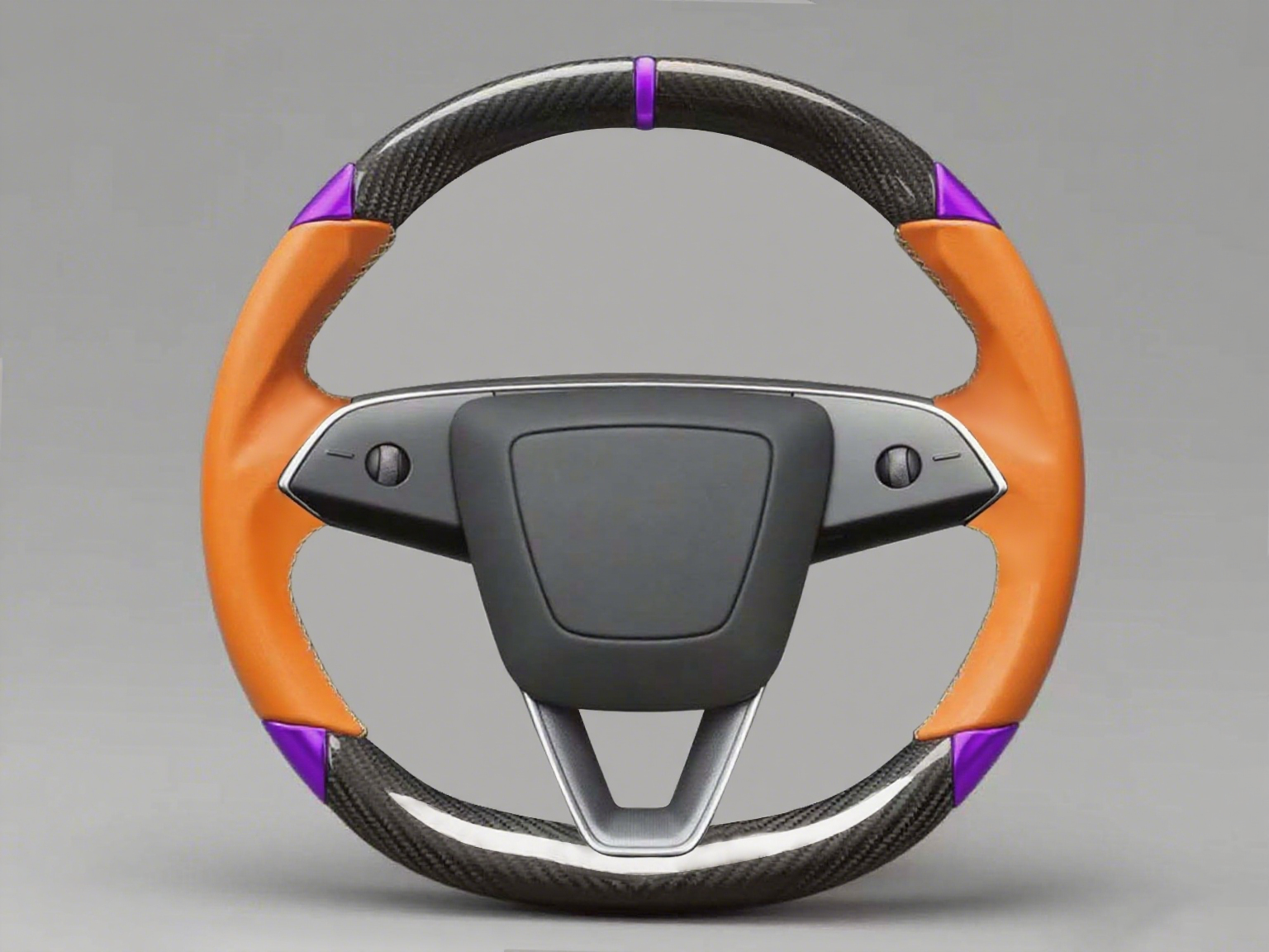 leather black carbon fiber Tesla Model Y steering wheel - DYNA (2020-2024) Axeco