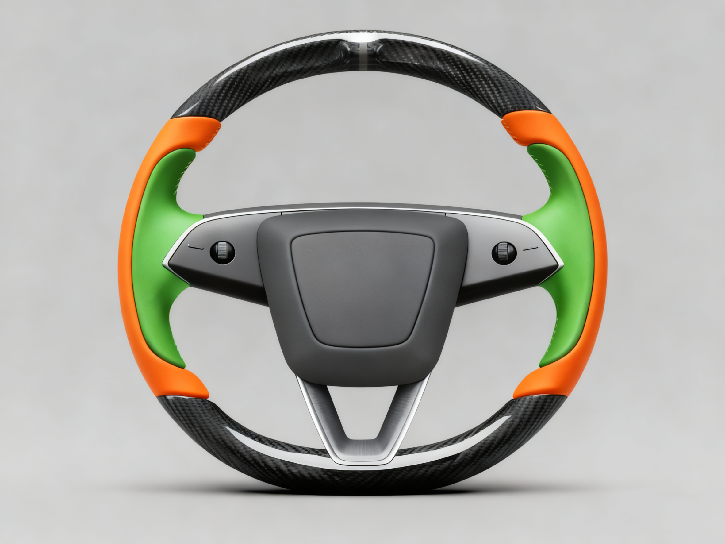 Bright orange and emerald green Carbon Fiber Tesla model 3 highland Steering Wheel -Track Master(2023.9+) Axeco