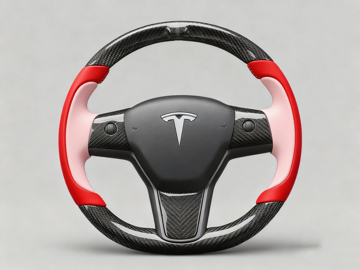 Bright red and soft pink Carbon Fiber Tesla model 3 Steering Wheel -Track Master(2023.9+) Axeco