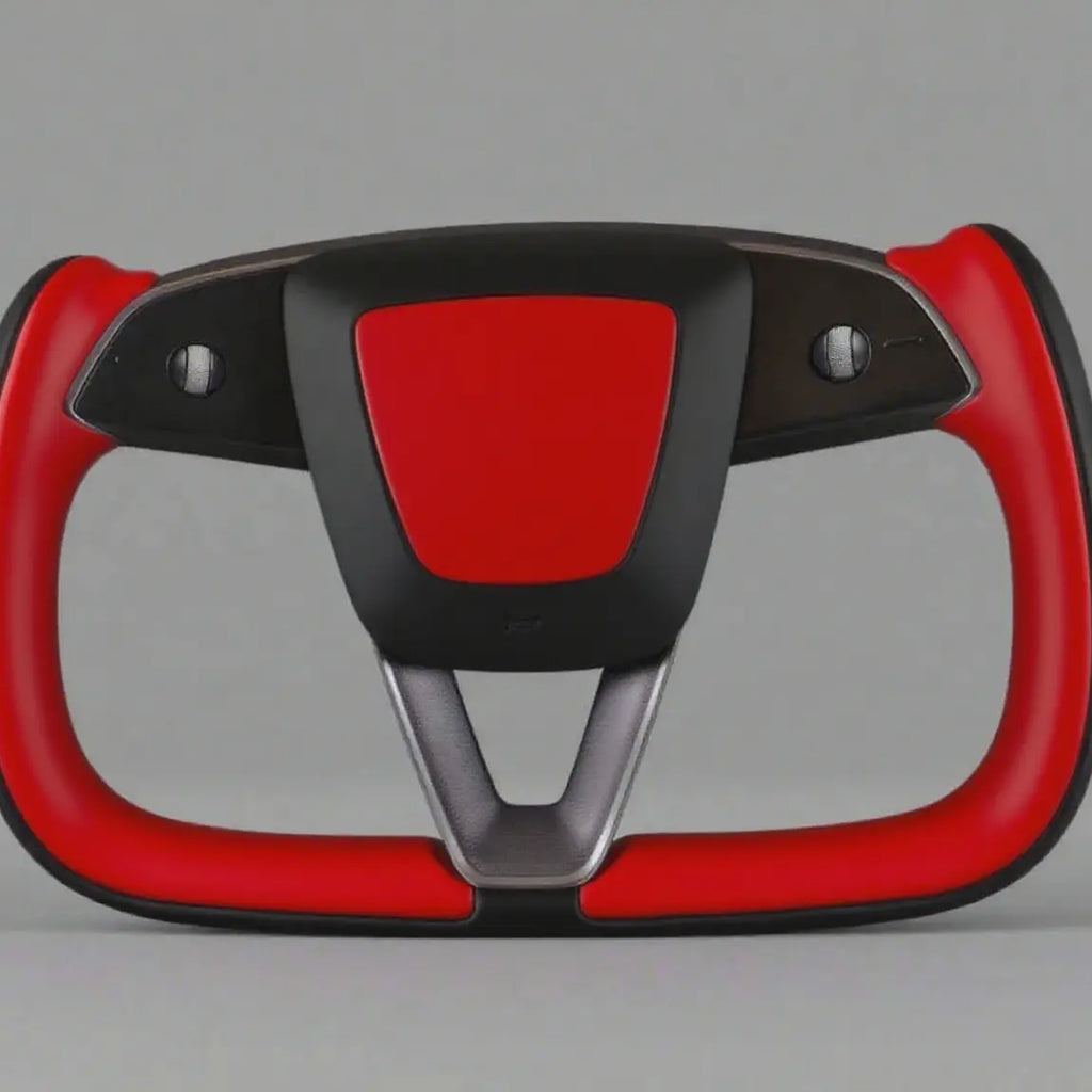 Red and Black Tesla Yoke model Y Juniper Steering Wheel(2025+) - Axeco