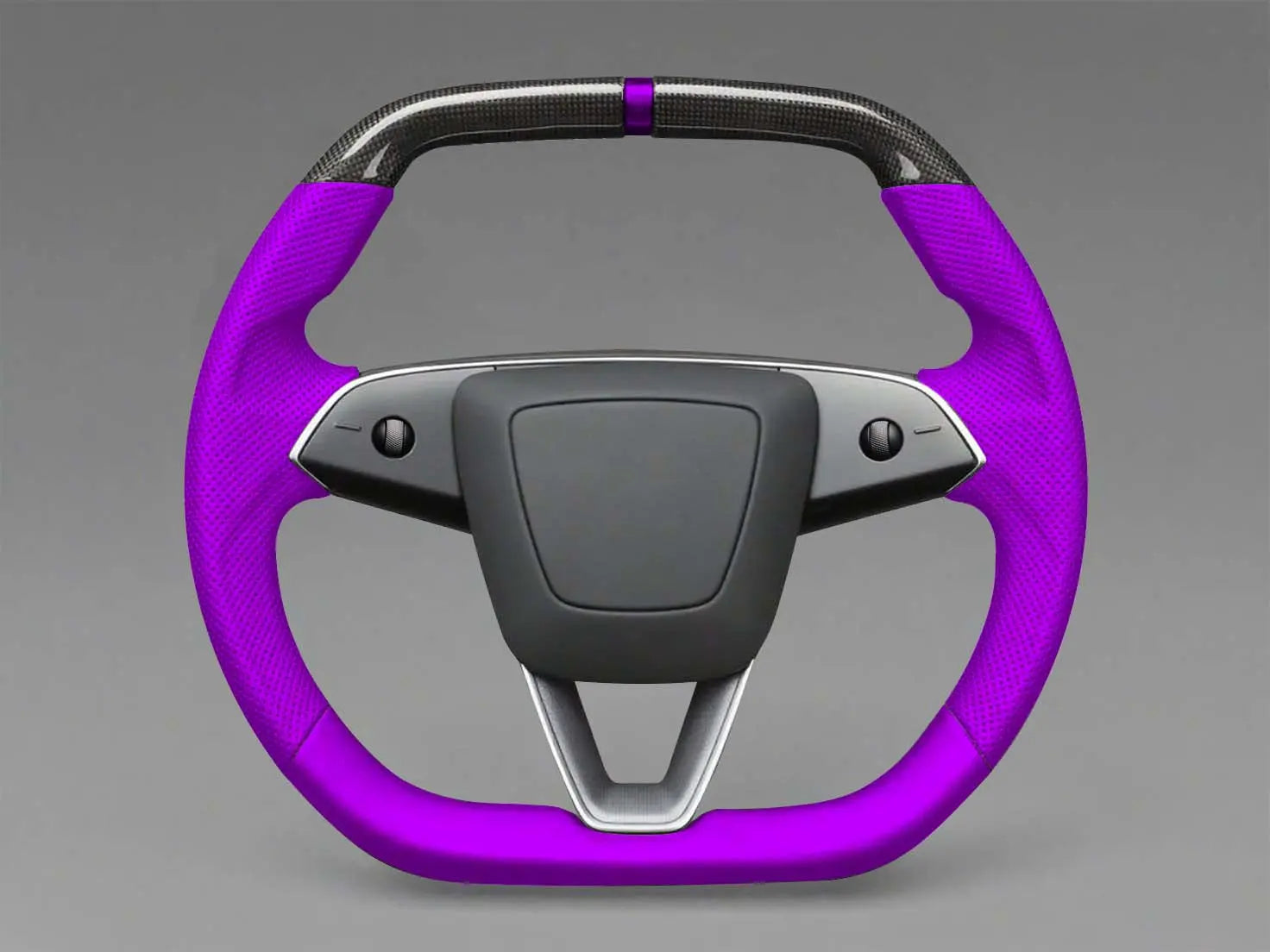 Bright purple Leather Carbon Fiber Customize Tesla mode 3 highland Steering Wheel - Super Enhancer(2023.9+) Axeco