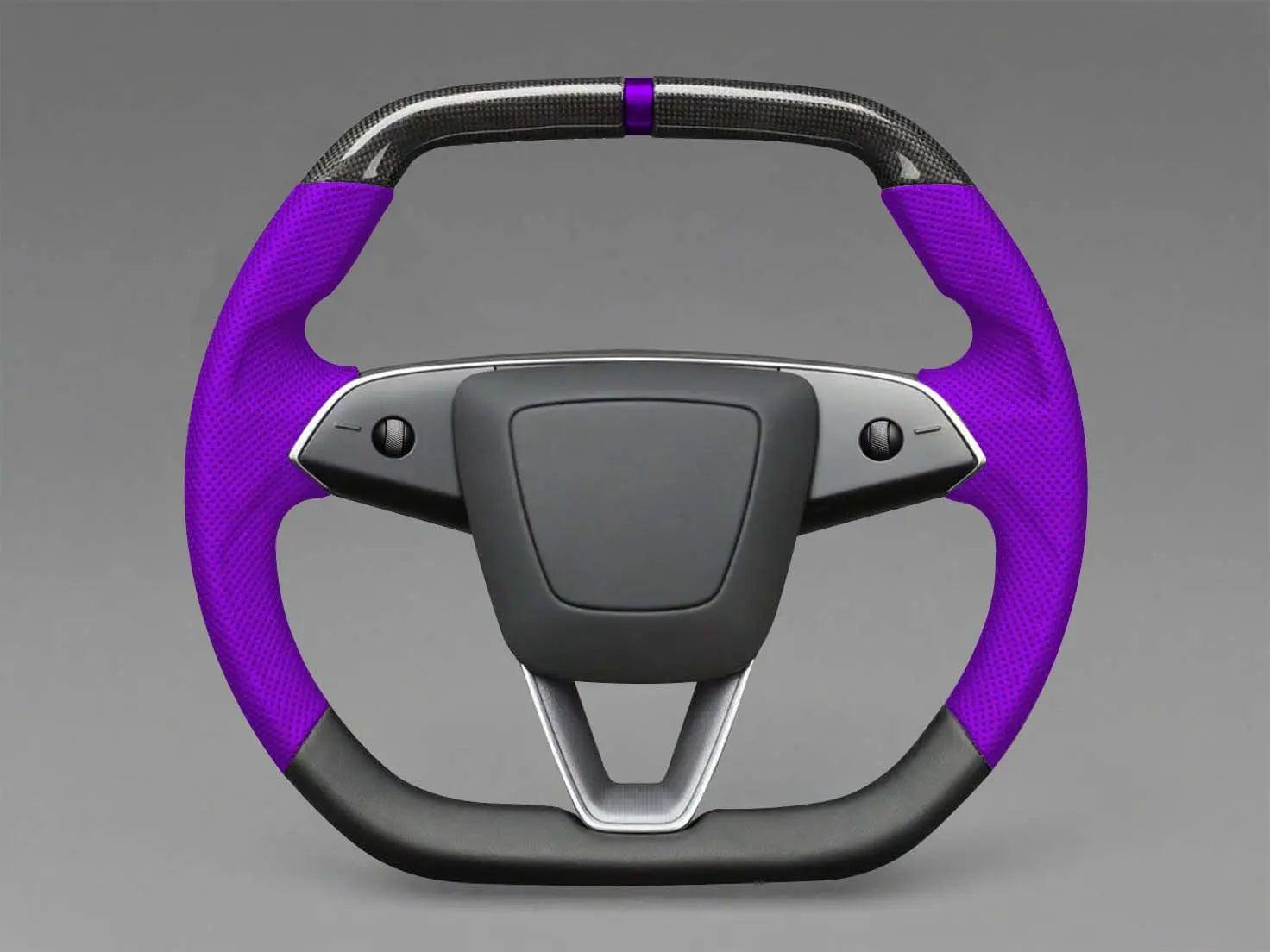 Bright purple Leather Carbon Fiber Customize Tesla mode 3 highland Steering Wheel - Super Enhancer(2023.9+) Axeco