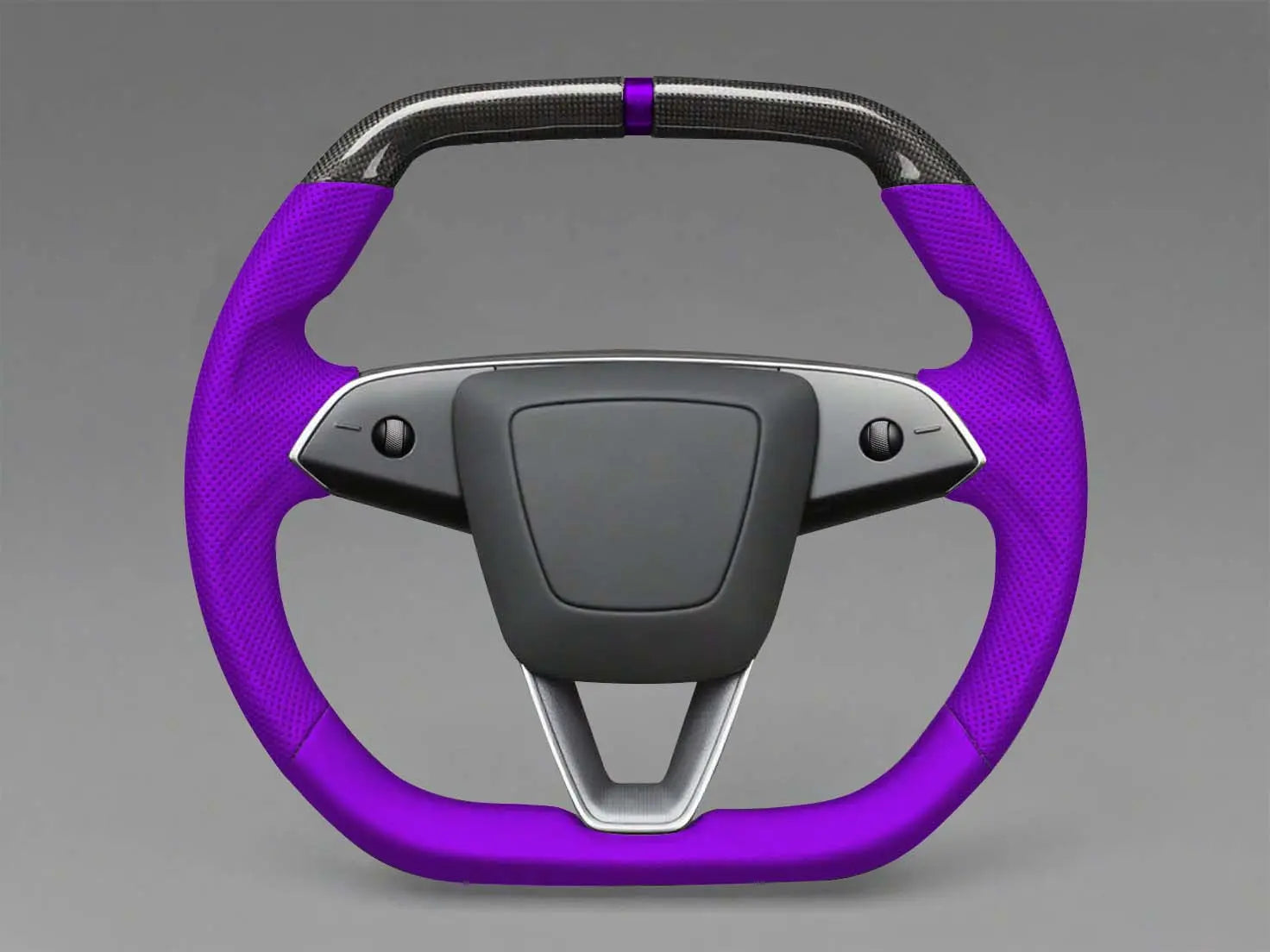 Bright purple Leather Carbon Fiber Customize Tesla mode 3 highland Steering Wheel - Super Enhancer(2023.9+) Axeco