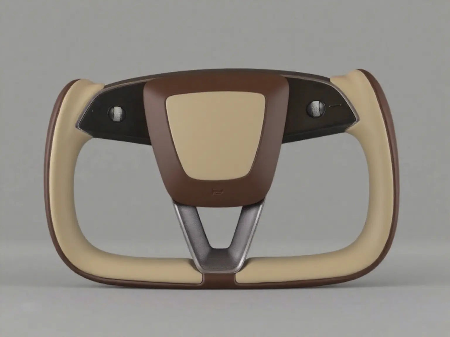 Brown and beige Tesla Yoke model Y Juniper Steering Wheel(2025+) Axeco
