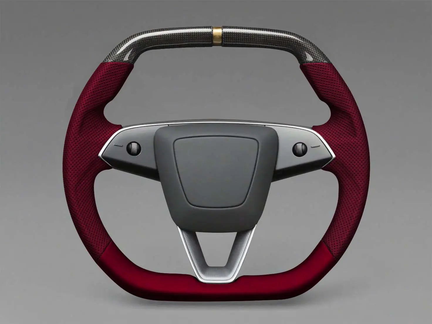Burgundy - Black Carbon Fiber Tesla model 3 highland Steering Wheel -Super Enhancer(2023.9+) Axeco