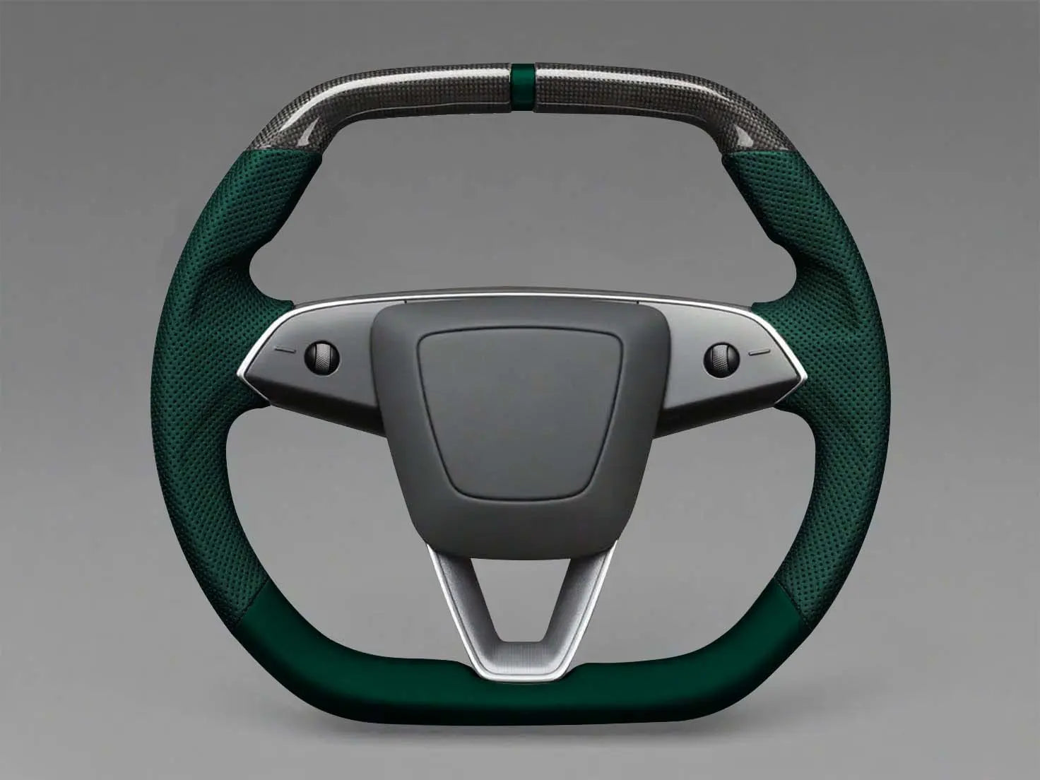 Dark green - Black Carbon Fiber Tesla model 3 highland Steering Wheel -Super Enhancer(2023.9+) Axeco