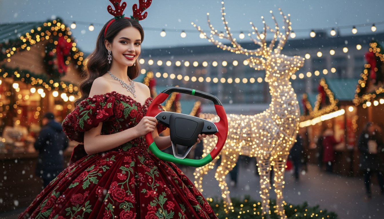 Green and Red Leather Carbon Fiber Customize Tesla model 3 highland Steering Wheel - Super Enhancer(2023.9+) Axeco