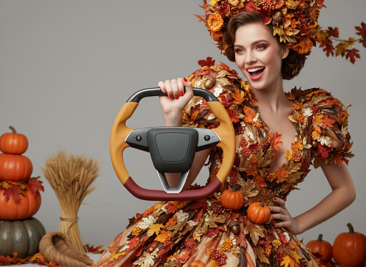 Warm orange and burgundy Leather Carbon Fiber Customize Tesla model 3 highland Steering Wheel - Super Enhancer(2023.9+) Axeco