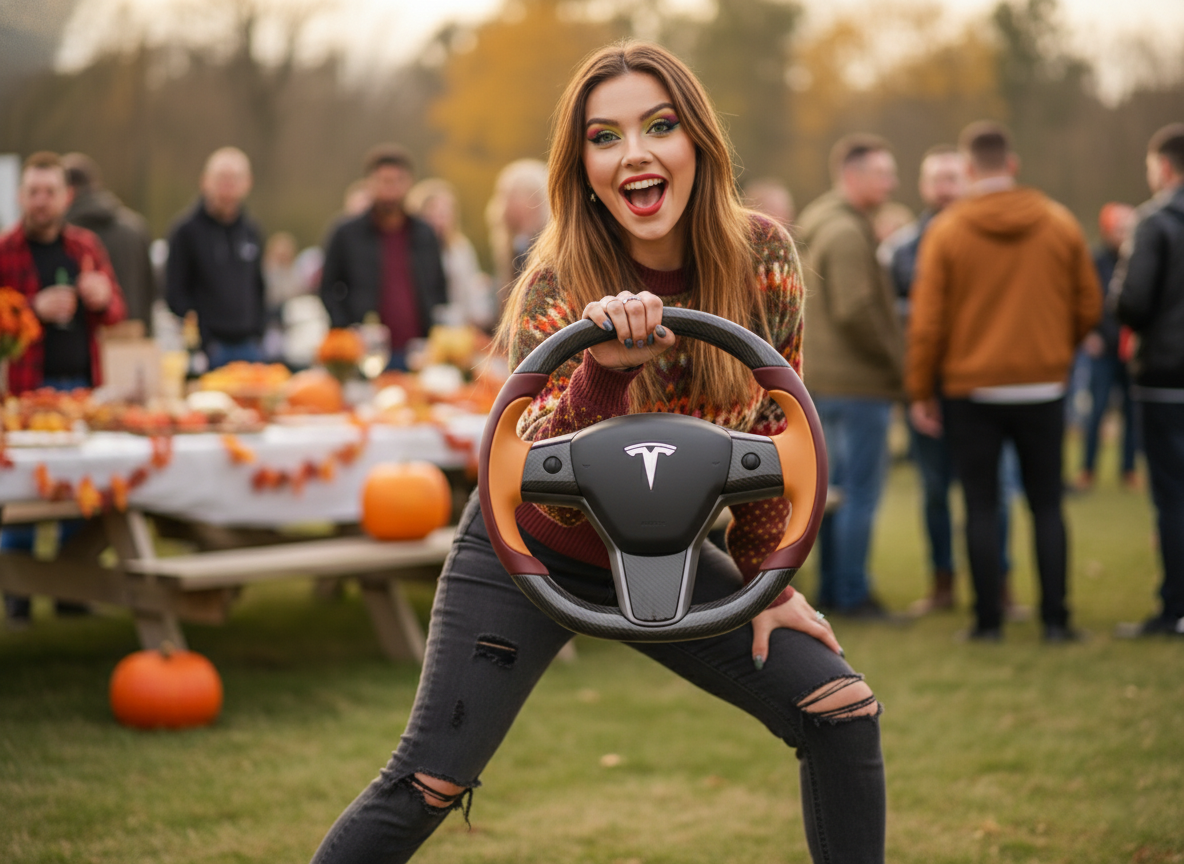 Wine red and warm orange Carbon Fiber Tesla model 3 Steering Wheel -Track Master(2023.9+) Axeco