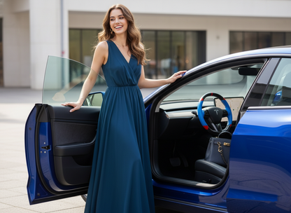 Blue and red Carbon Fiber Tesla Model 3 Custom Steering Wheel -DYNA(2017-2023.9) Axeco