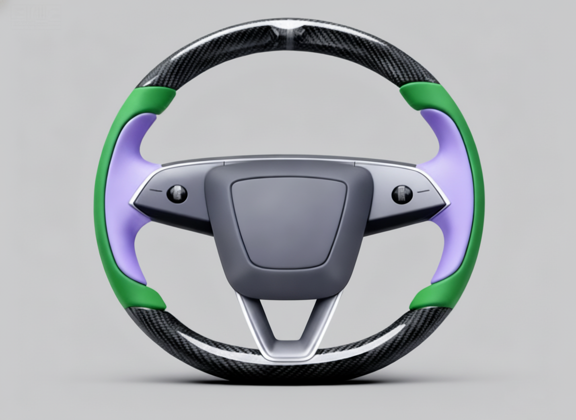 Wine red and light purple Carbon Fiber Tesla Model Y Juniper Steering Wheel For Lady's -Track Master(2023.9+) Axeco