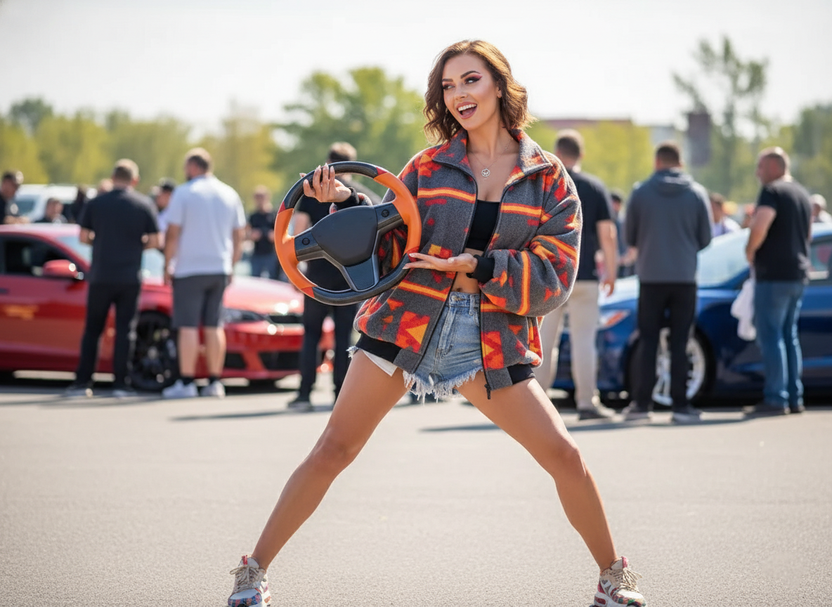 Orange and red Carbon Fiber Tesla Model 3 Custom Steering Wheel -DYNA(2017-2023.9) Axeco