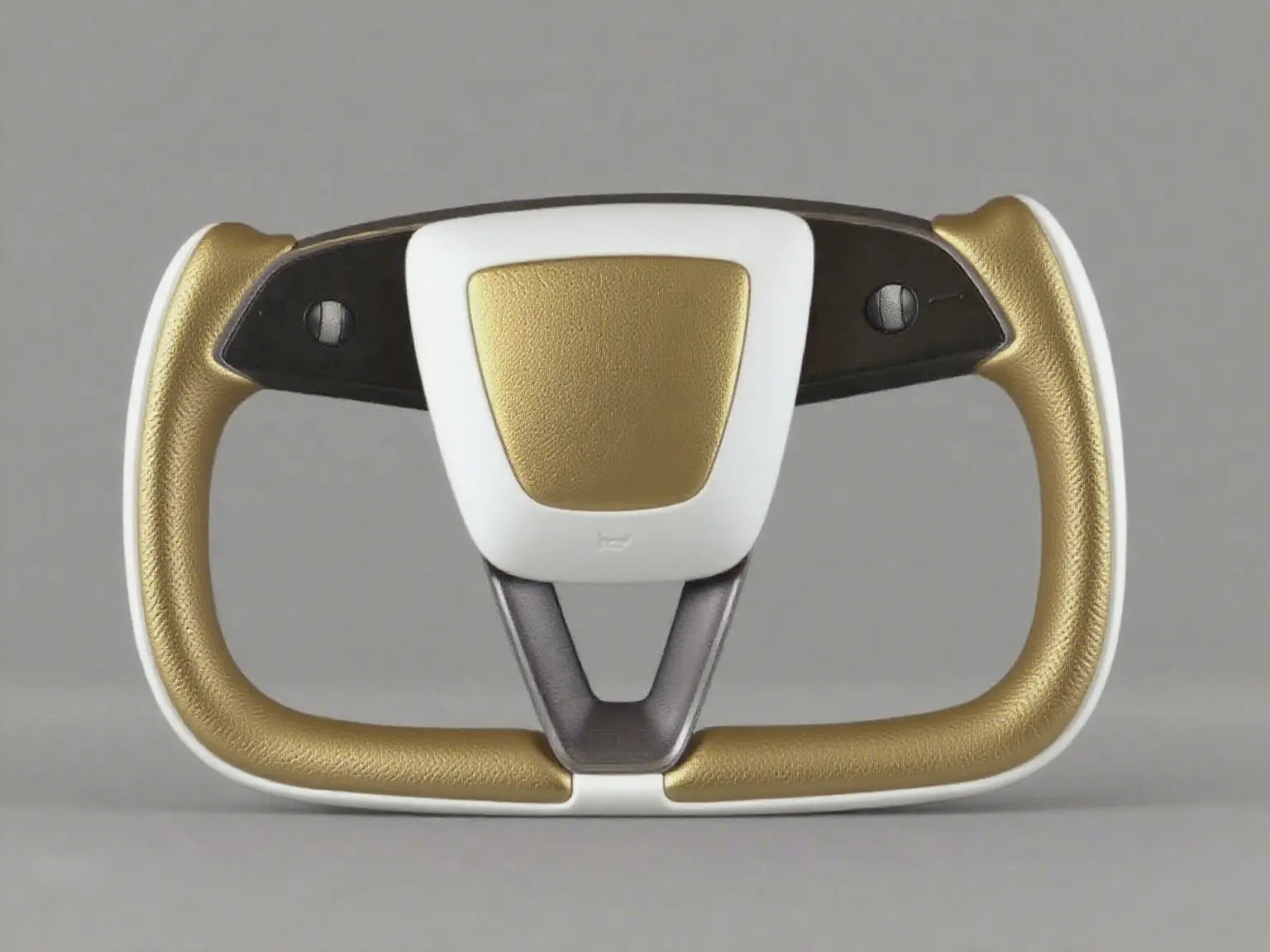 Gold and white intertwined Tesla Yoke model Y Juniper Steering Wheel(2025+) Axeco
