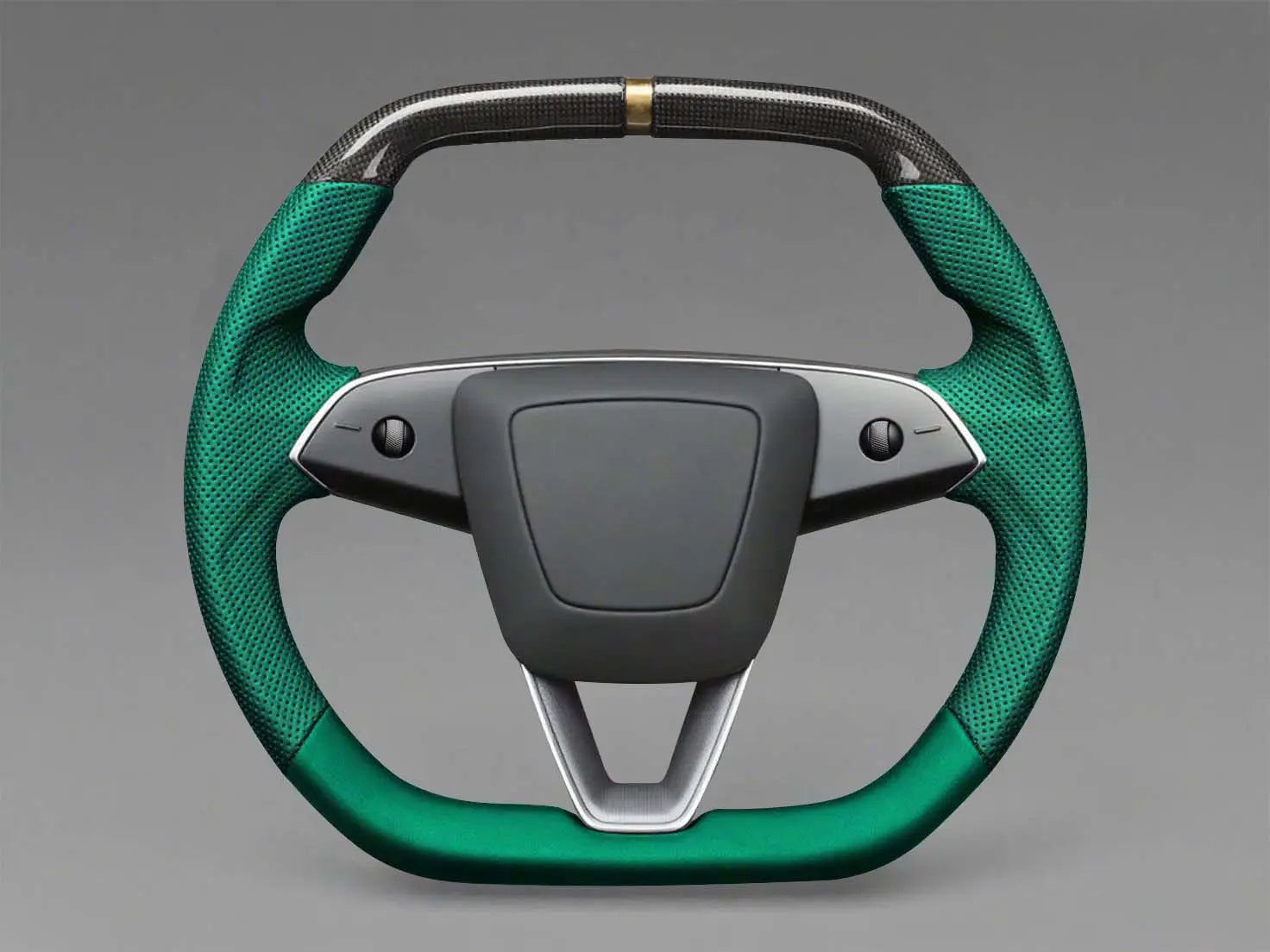 Green - Black Carbon Fiber Tesla model 3 highland Steering Wheel -Super Enhancer(2023.9+) Axeco