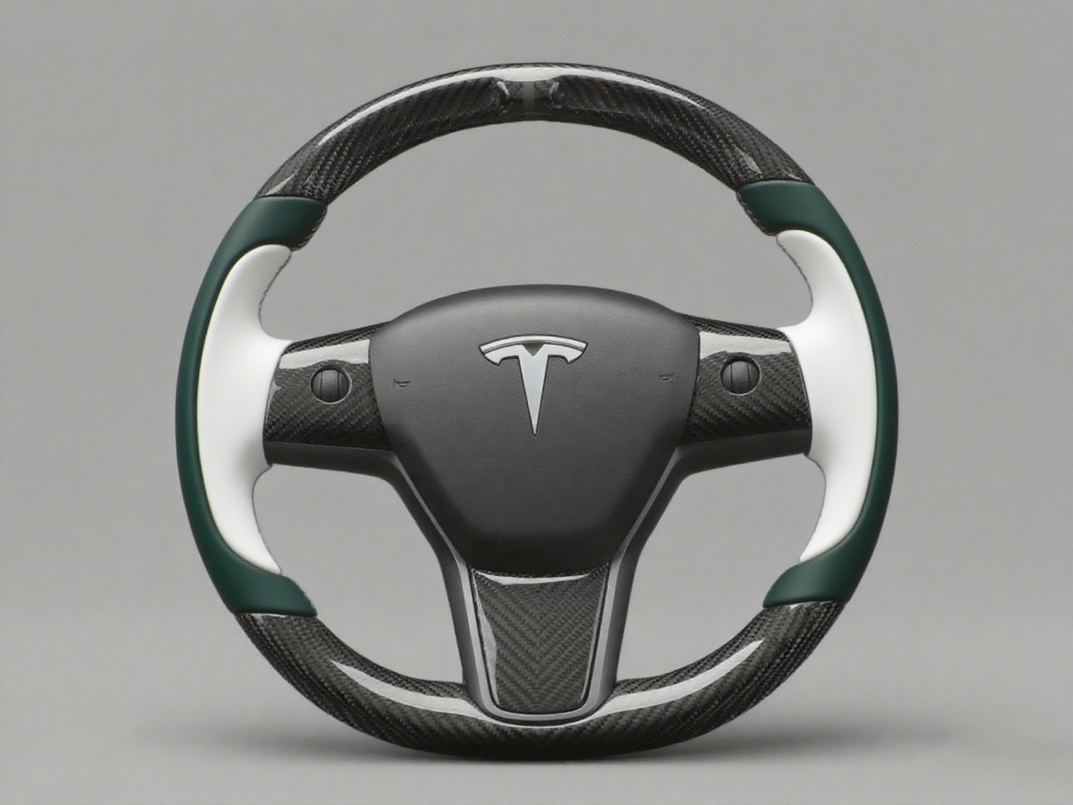 Green-White Tesla Model 3 Carbon Fiber Steering Wheel-Track Master(2017-2023.8) Axeco
