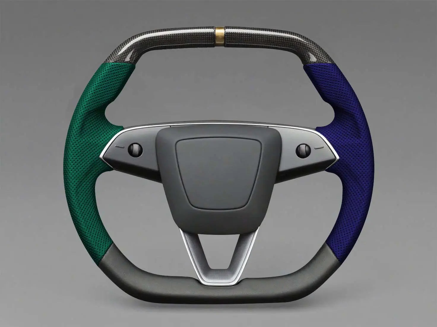 Green and blue - Black Carbon Fiber Tesla model 3 highland Steering Wheel -Super Enhancer(2023.9+) Axeco