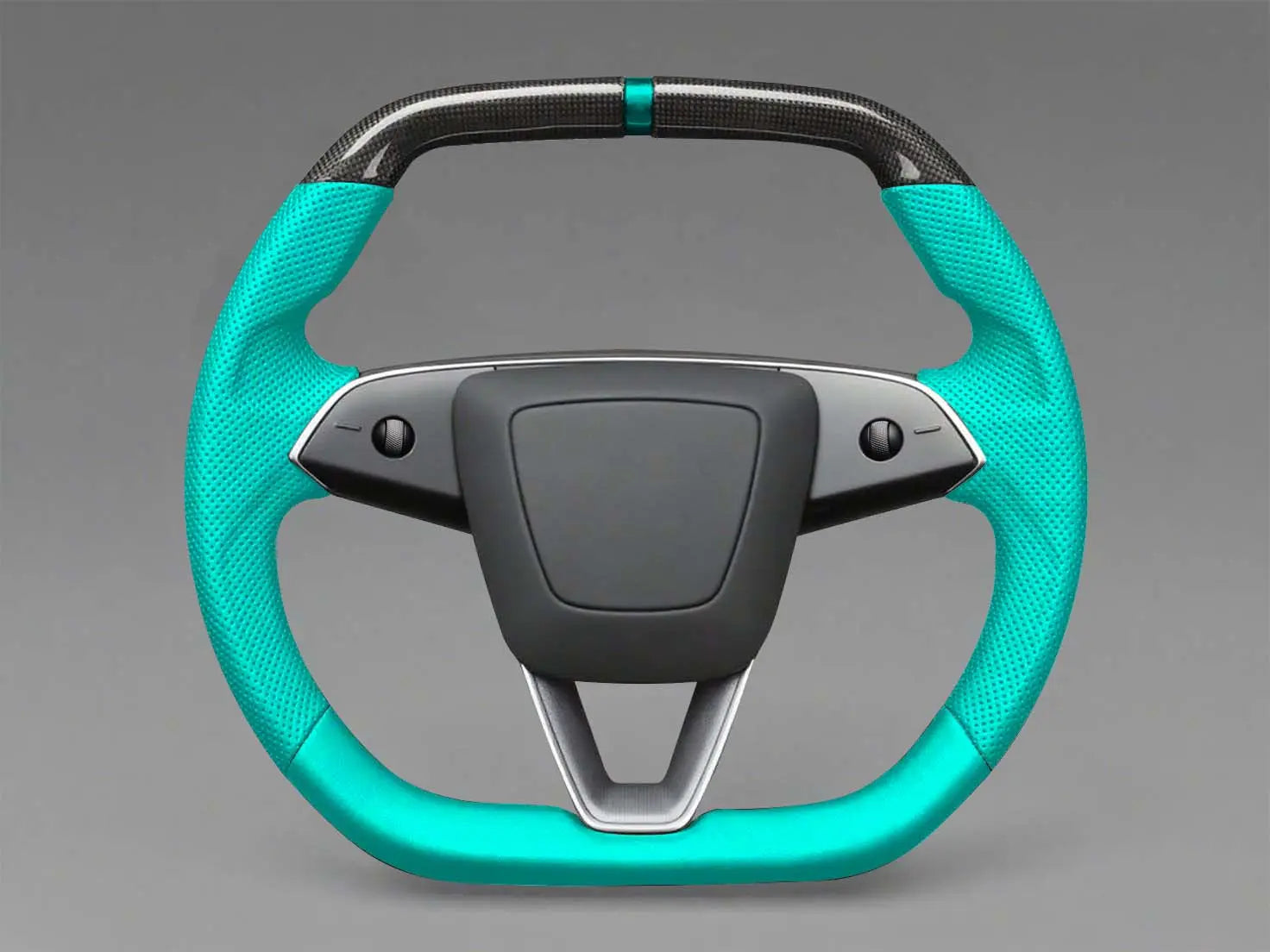Lake blue Leather Carbon Fiber Customize Tesla mode 3 highland Steering Wheel - Super Enhancer(2023.9+) Axeco