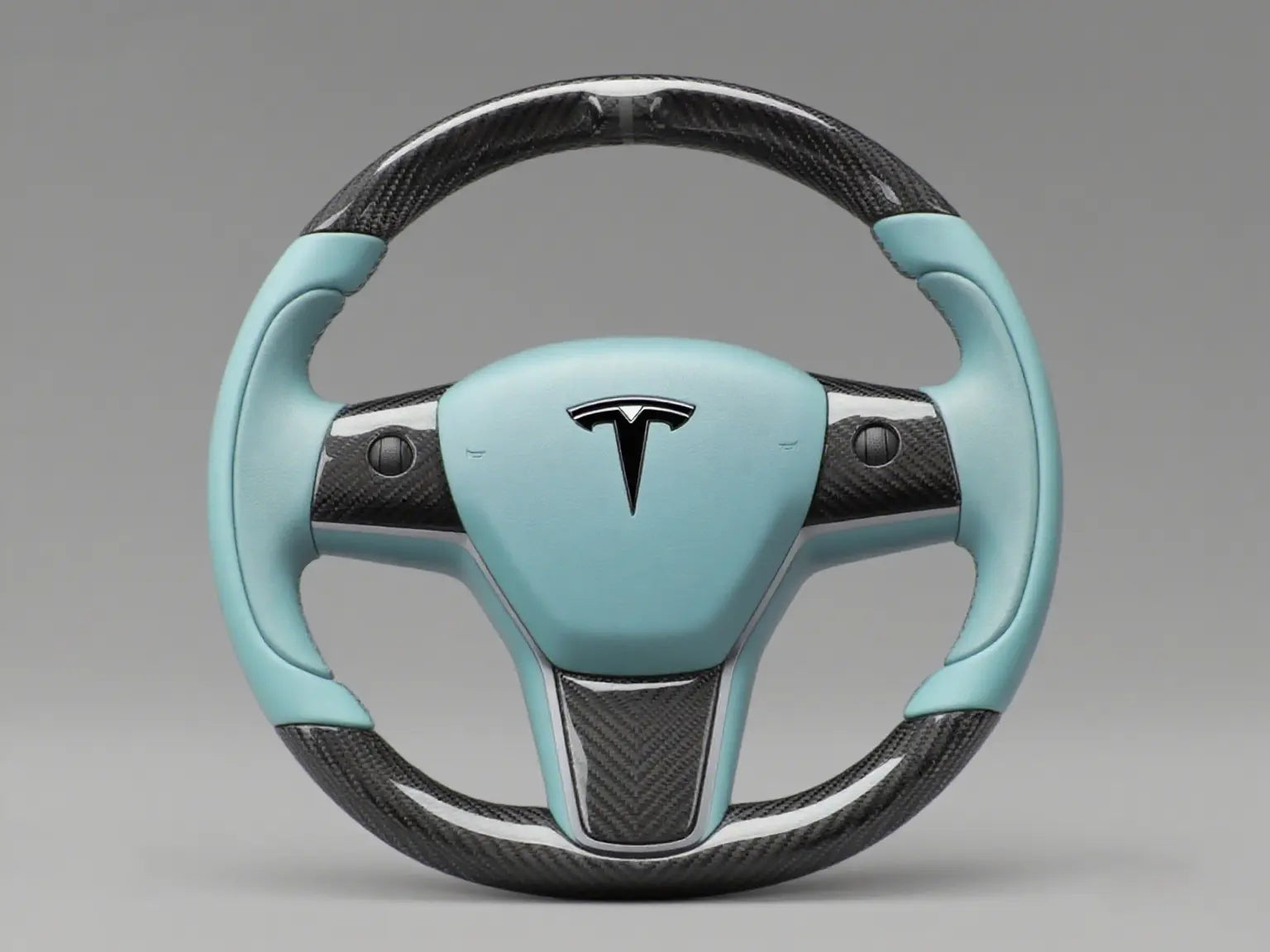 Light Blue Carbon Fiber Tesla Model 3 Steering Wheel-Track Master(2017.2023.8) Axeco