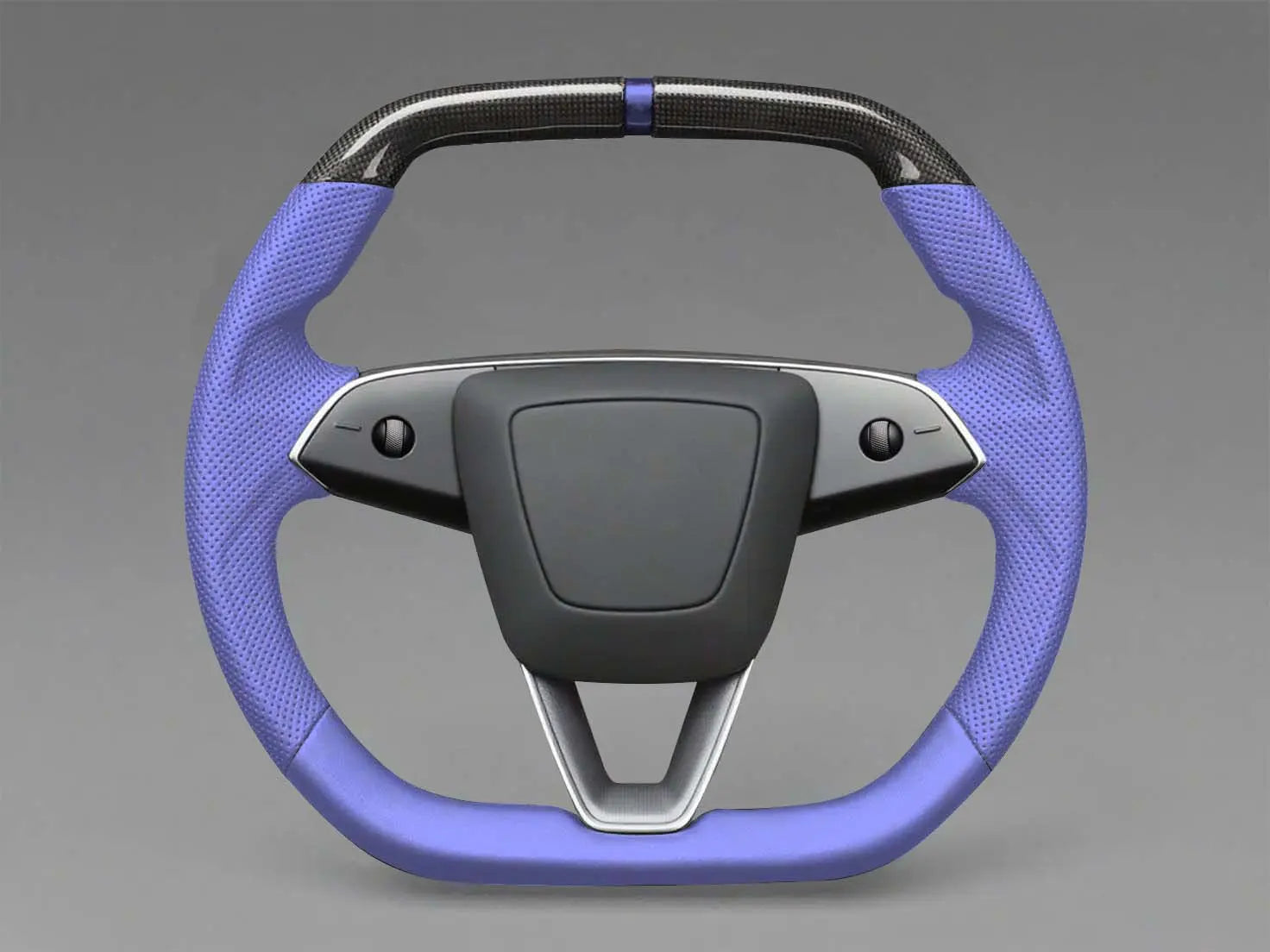 Light blue Leather Carbon Fiber Customize Tesla mode 3 highland Steering Wheel - Super Enhancer(2023.9+) Axeco