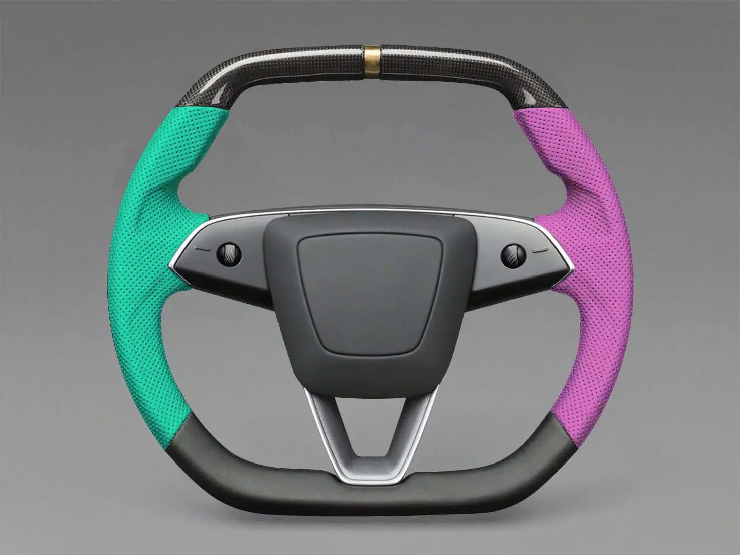 Mint Green ang pinkish purple Mint Green- Black Carbon Fiber Tesla model 3 highland Steering Wheel -Super Enhancer(2023.9+) Axeco