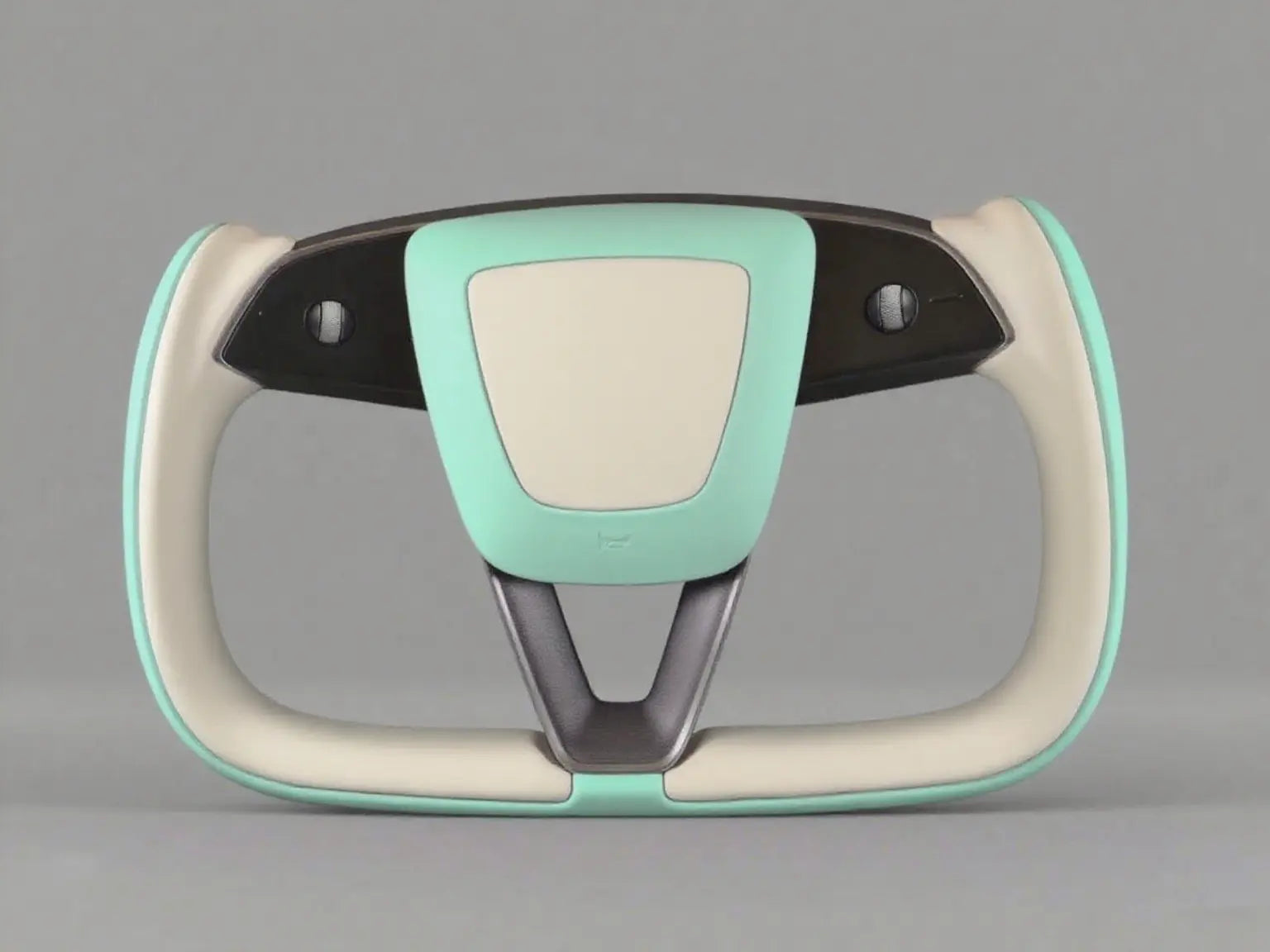 Mint green and off-white Tesla Yoke model Y Juniper Steering Wheel(2025+) Axeco